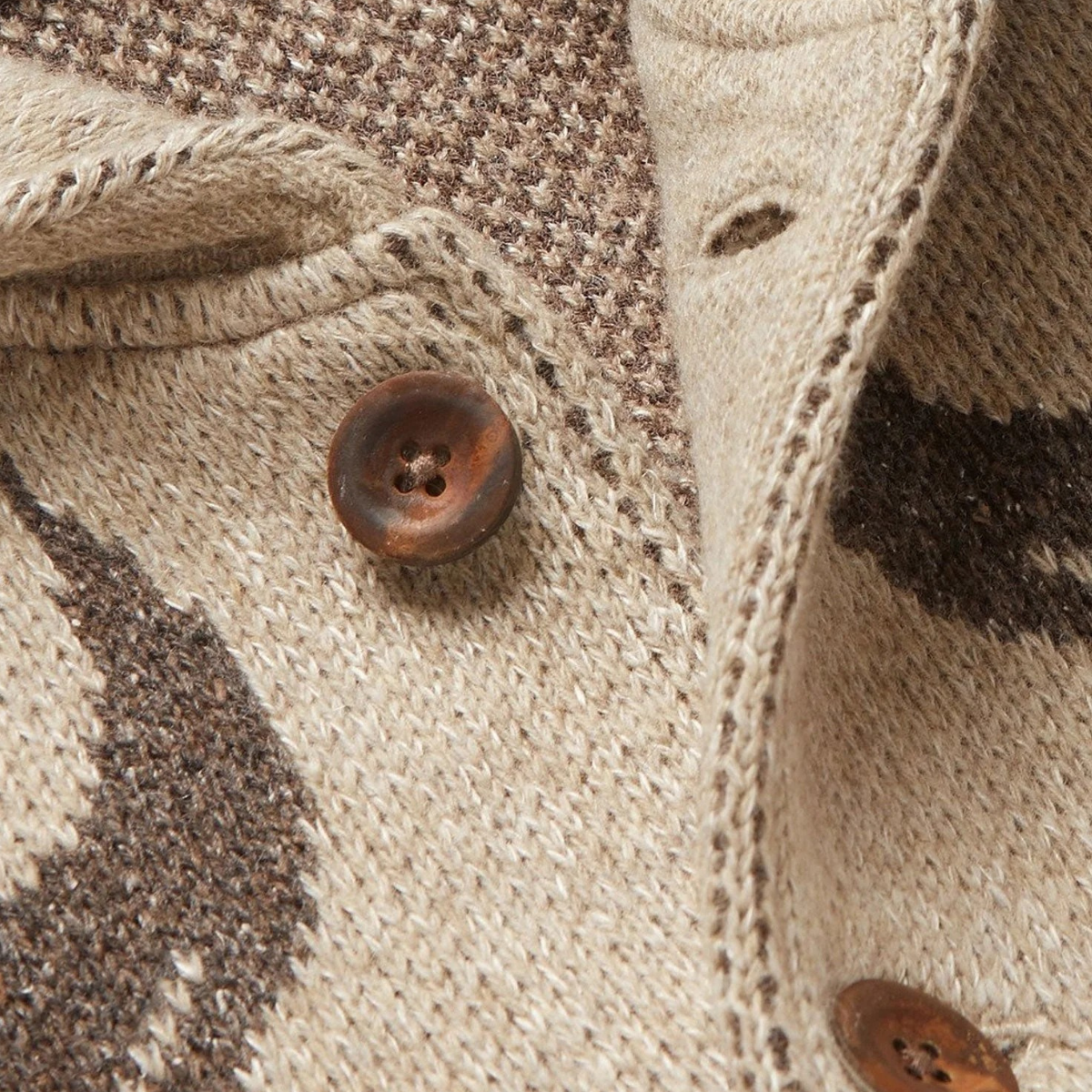 Nina | Men's Knit Cardigan Cream Shawl Collar Southwestern
