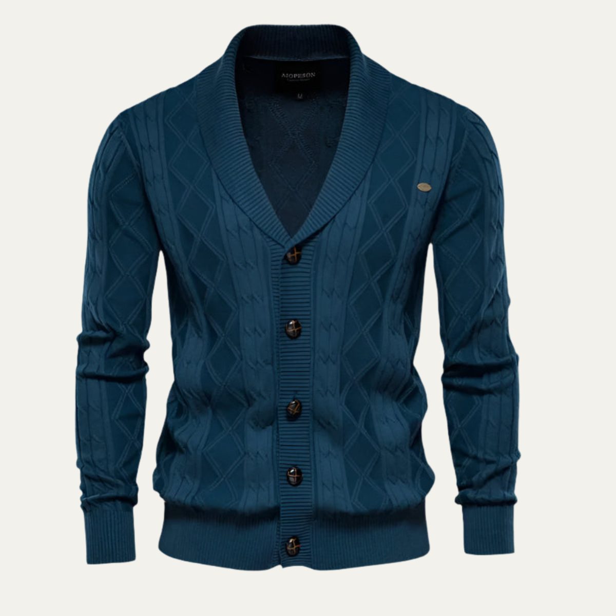 Bram | Men's Quilted Diamond Cardigan Brown Button Up