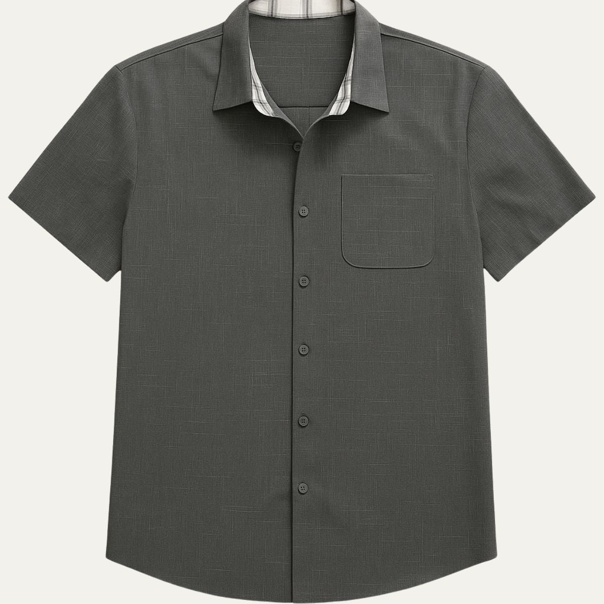Demi | Men's Linen Shirt Light Blue Short Sleeve Button Down
