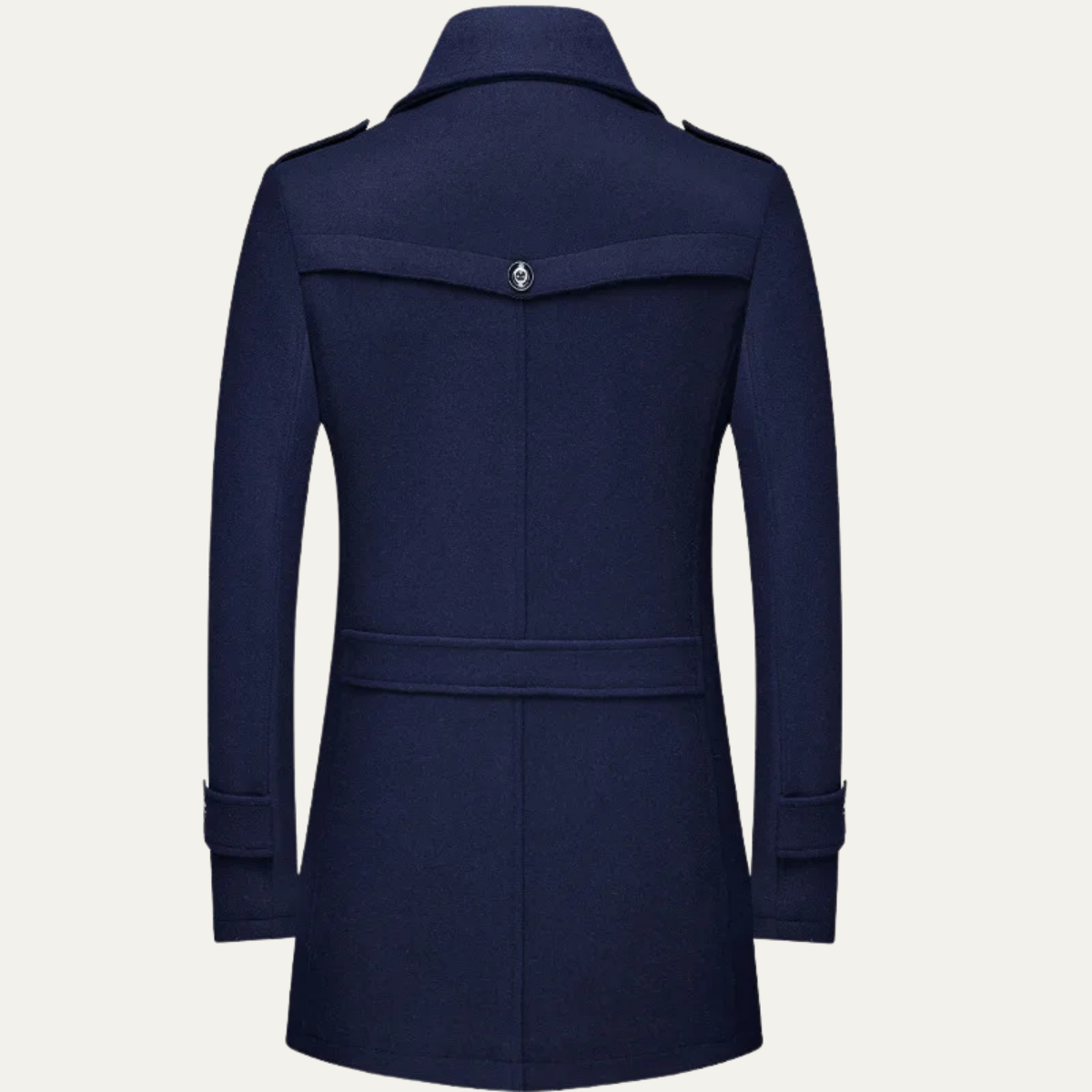Axel | Men's Navy Wool Blend Trench Coat Lapel Collar
