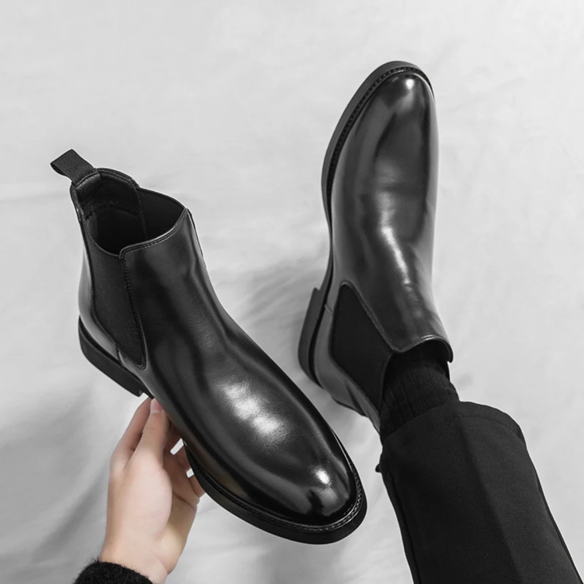 Beau | Men's Chelsea Ankle Boots Black Leather