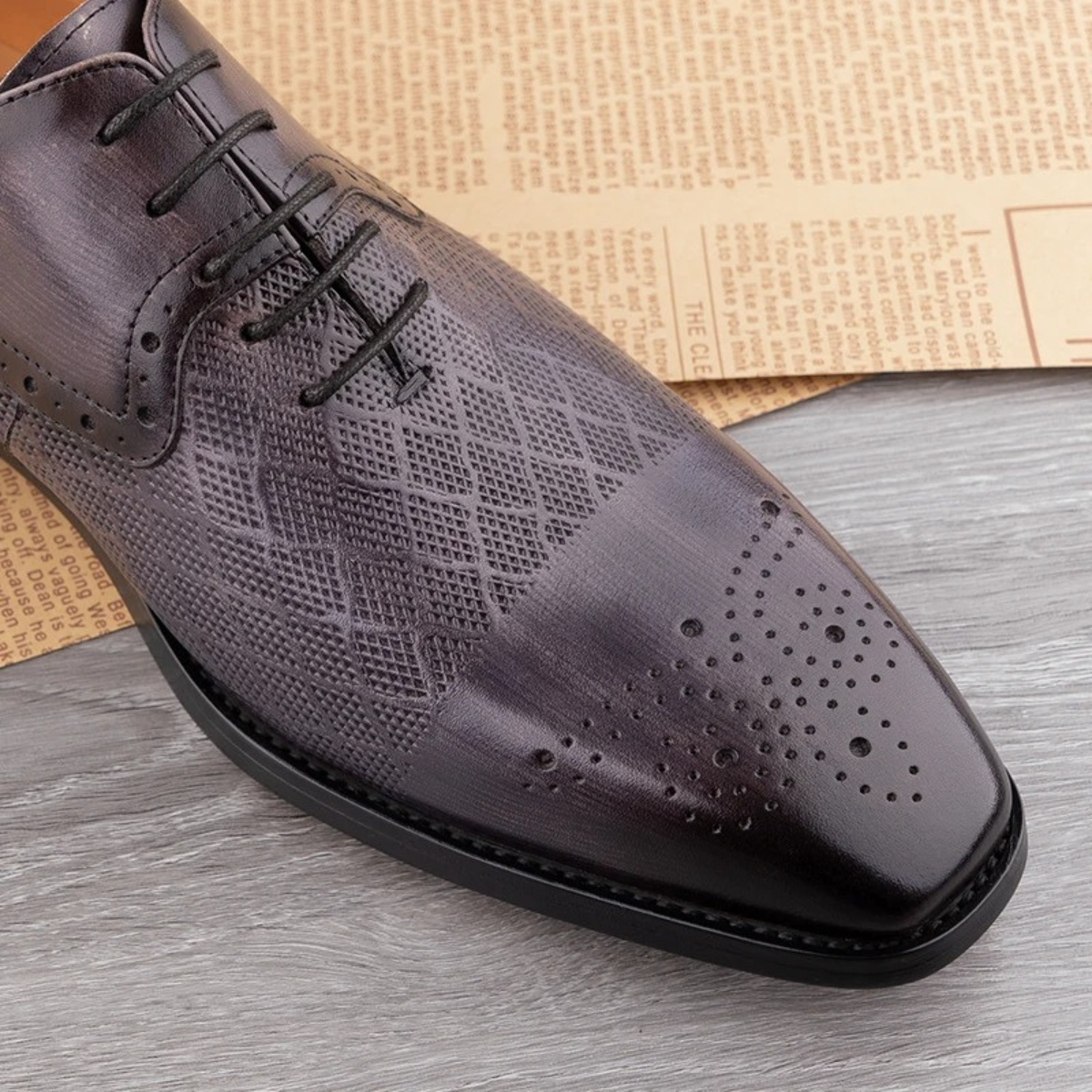 Rowan | Men's Black Leather Oxford Dress Shoe Lace Up