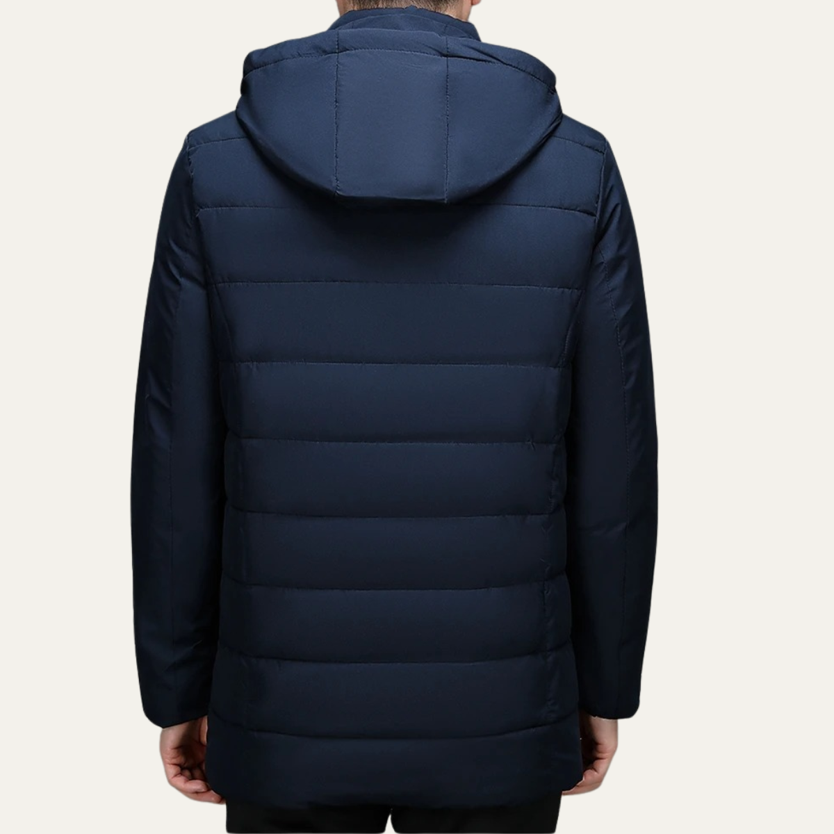 Jasper | Men's Puffer Jacket Navy Long Length Quilted