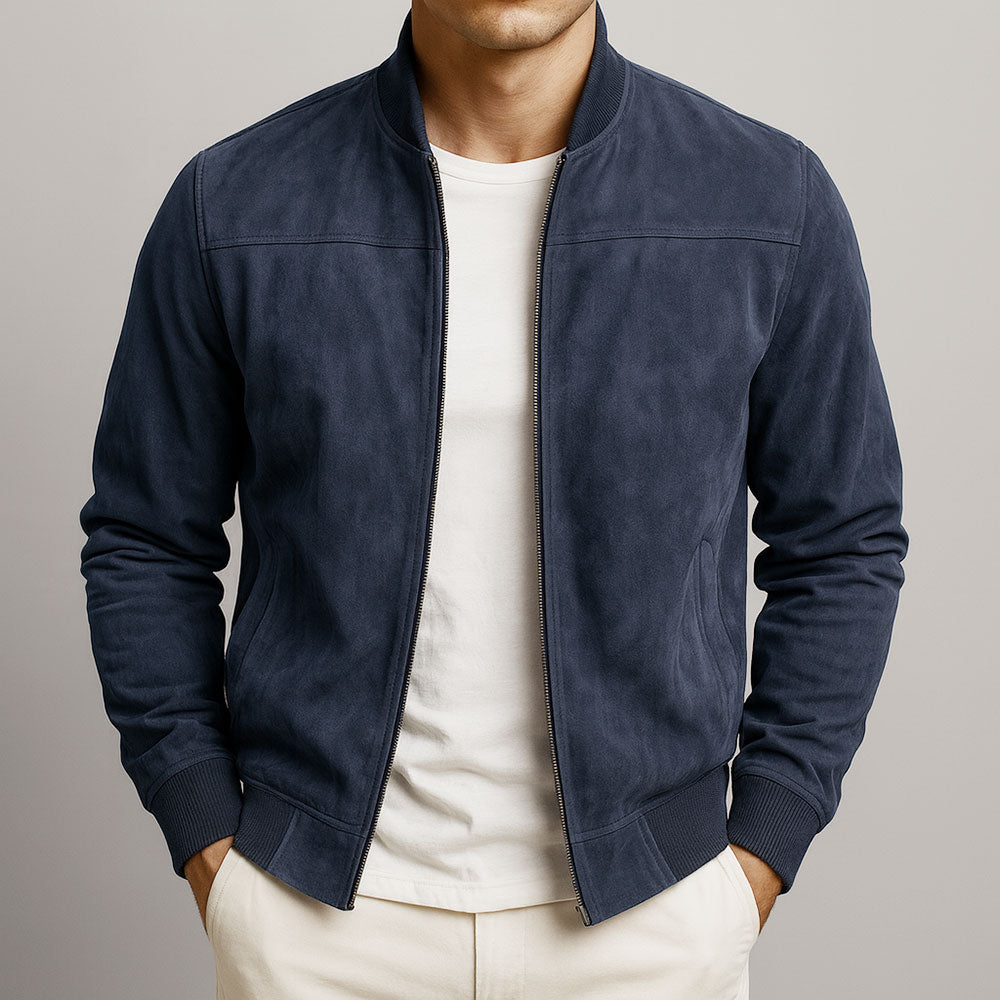 Axel | Men's Suede Zip Jacket Casual Beige