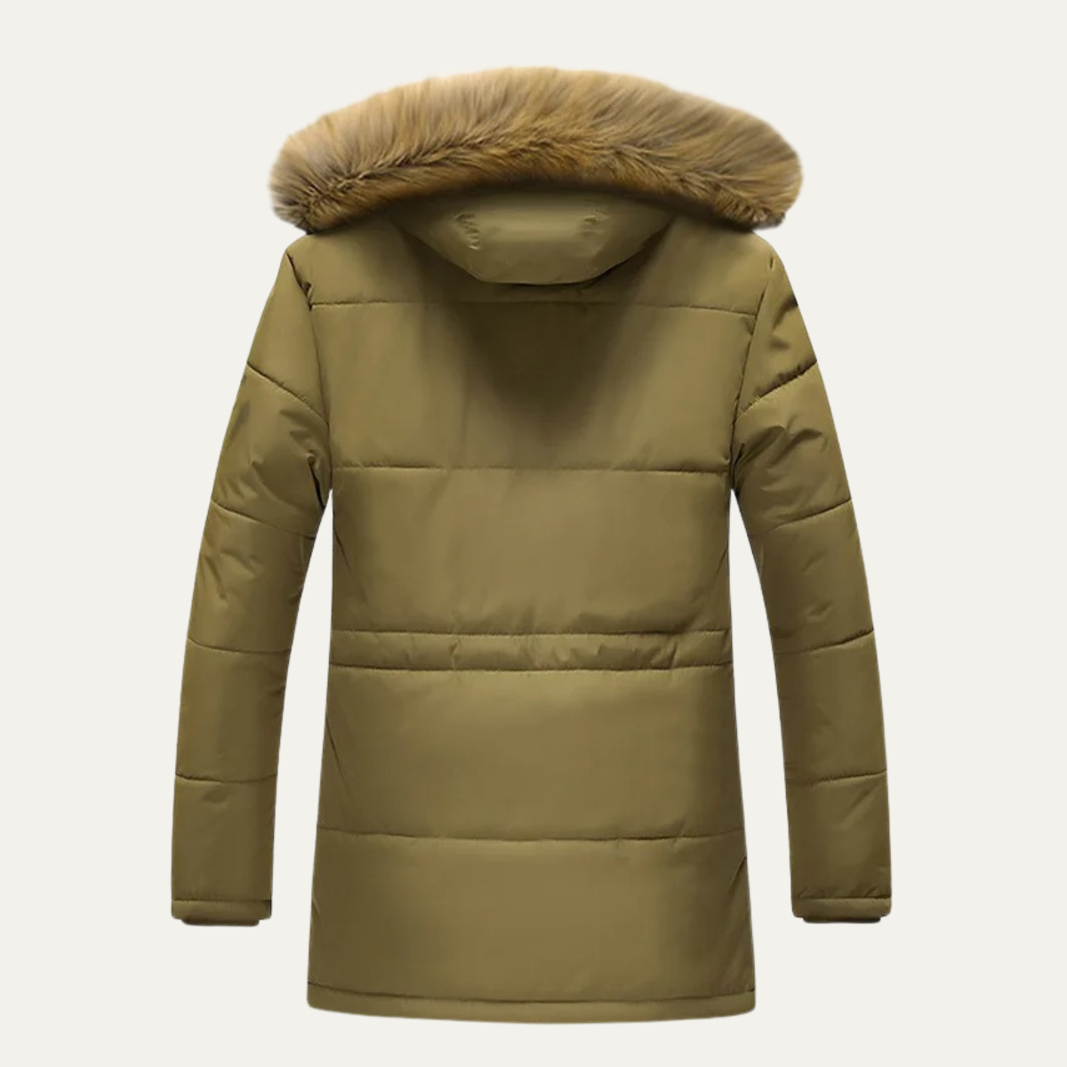 Wyatt | Men's Puffer Coat Khaki Quilted Fur Hood Winter