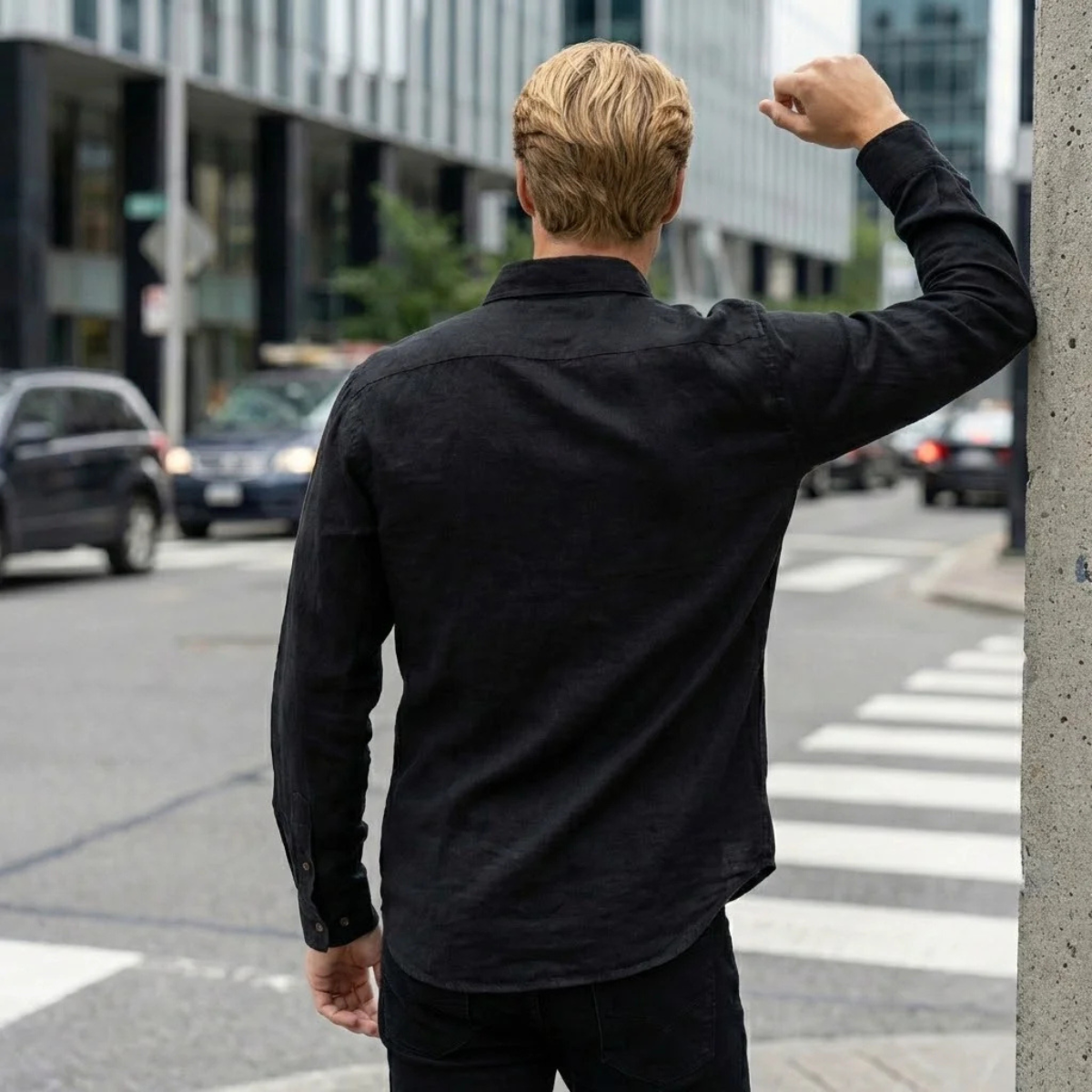 Axel | Men's Casual Denim Shirt Black Long Sleeve