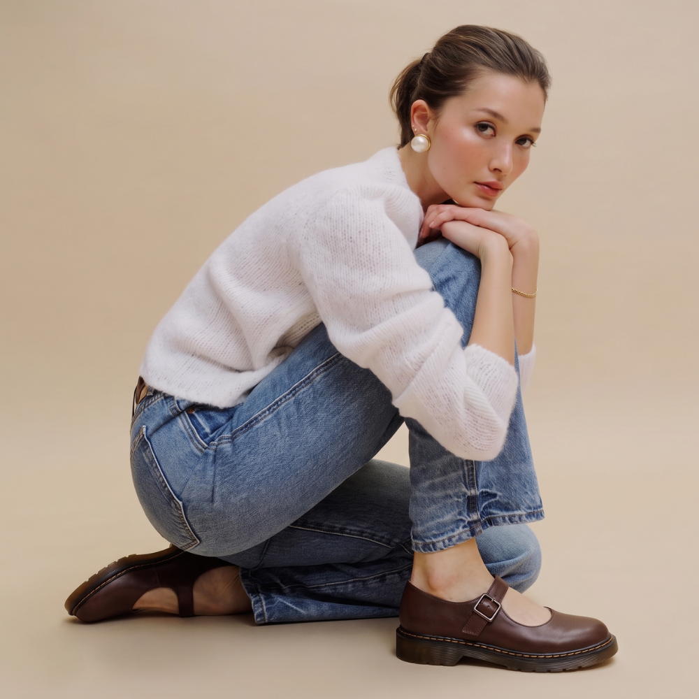 Margot | Women's Mary Jane Flat Black Leather Buckle