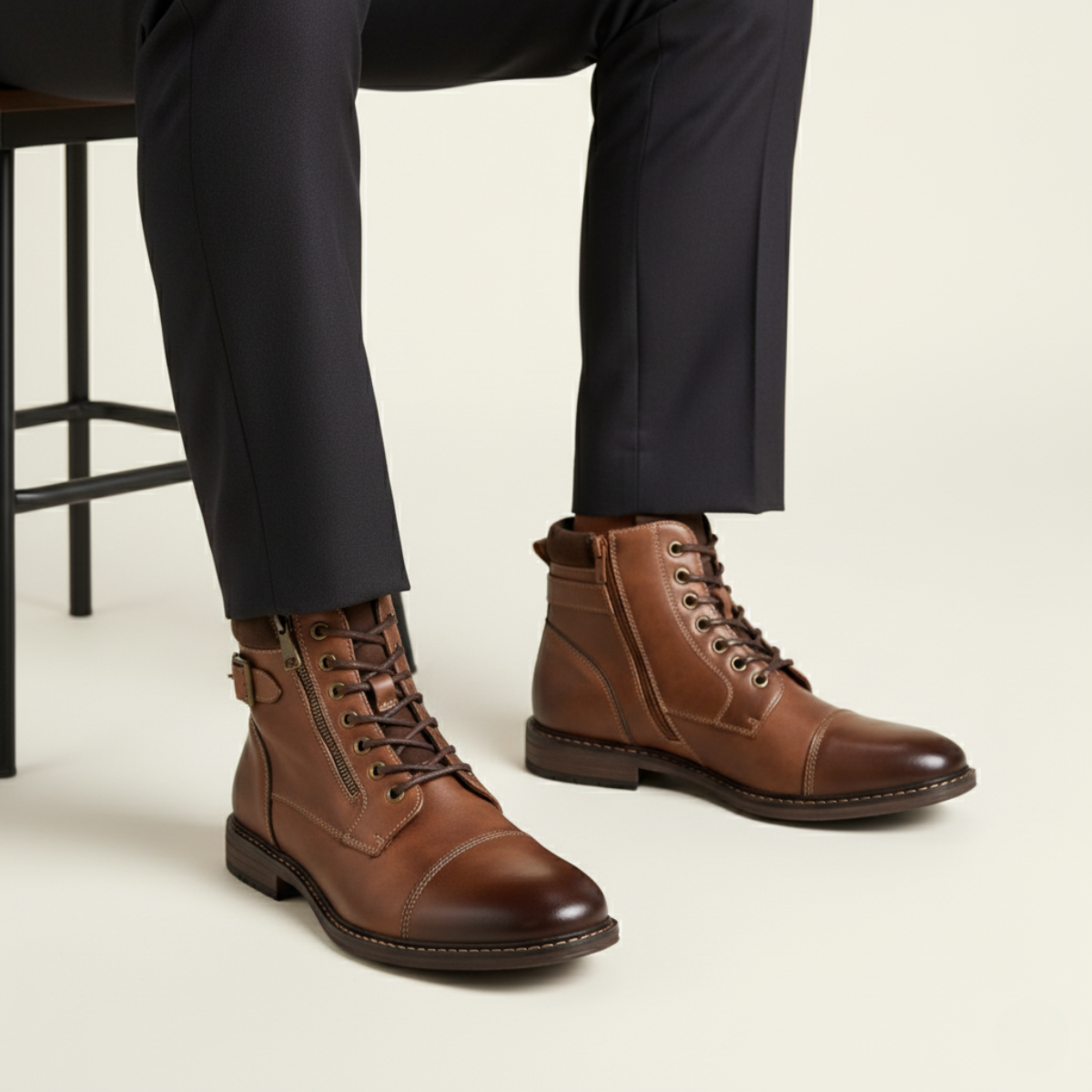 Axel | Men's Casual Vintage Leather Ankle Boots Brown