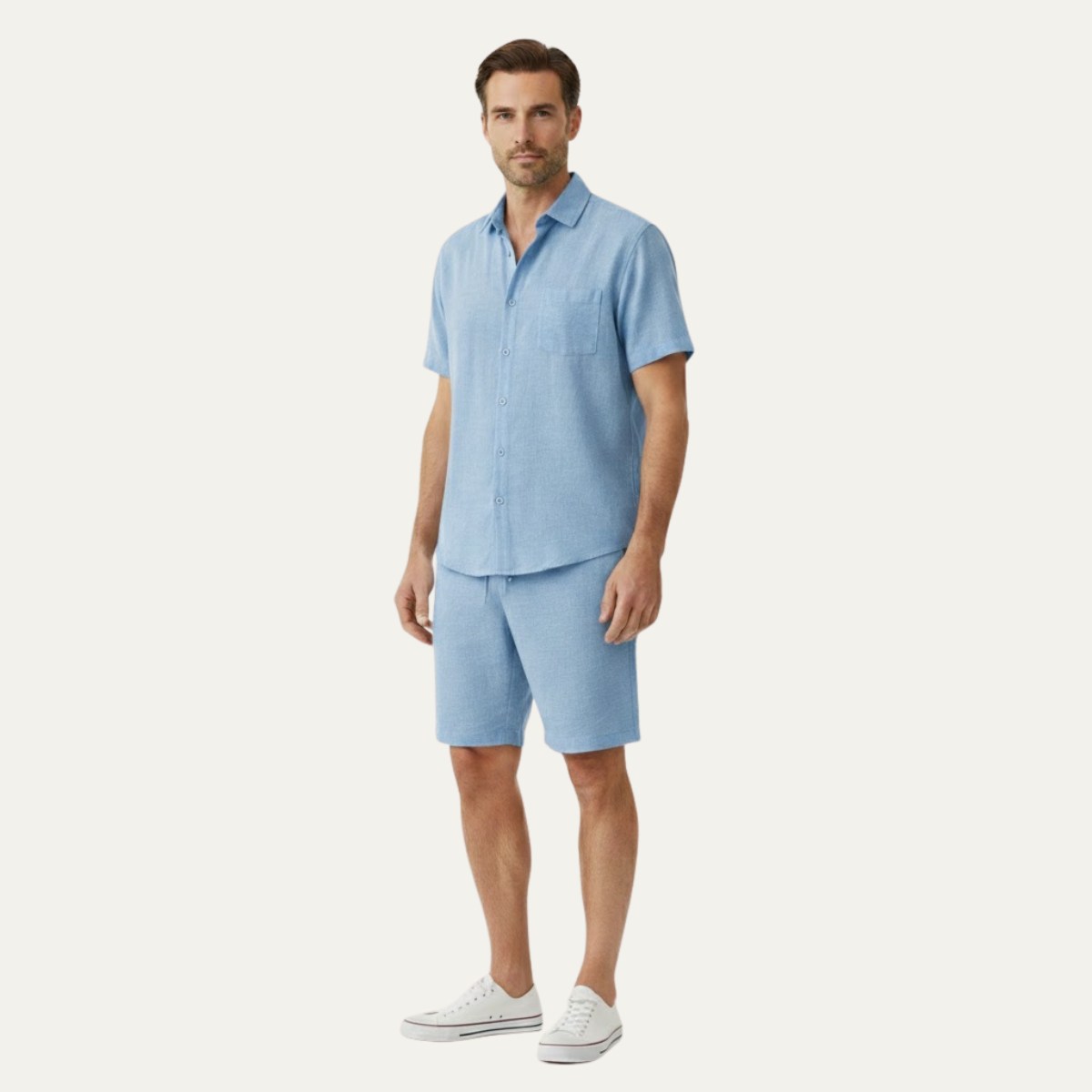 Sage | Men's Casual Linen Shorts Set Gray