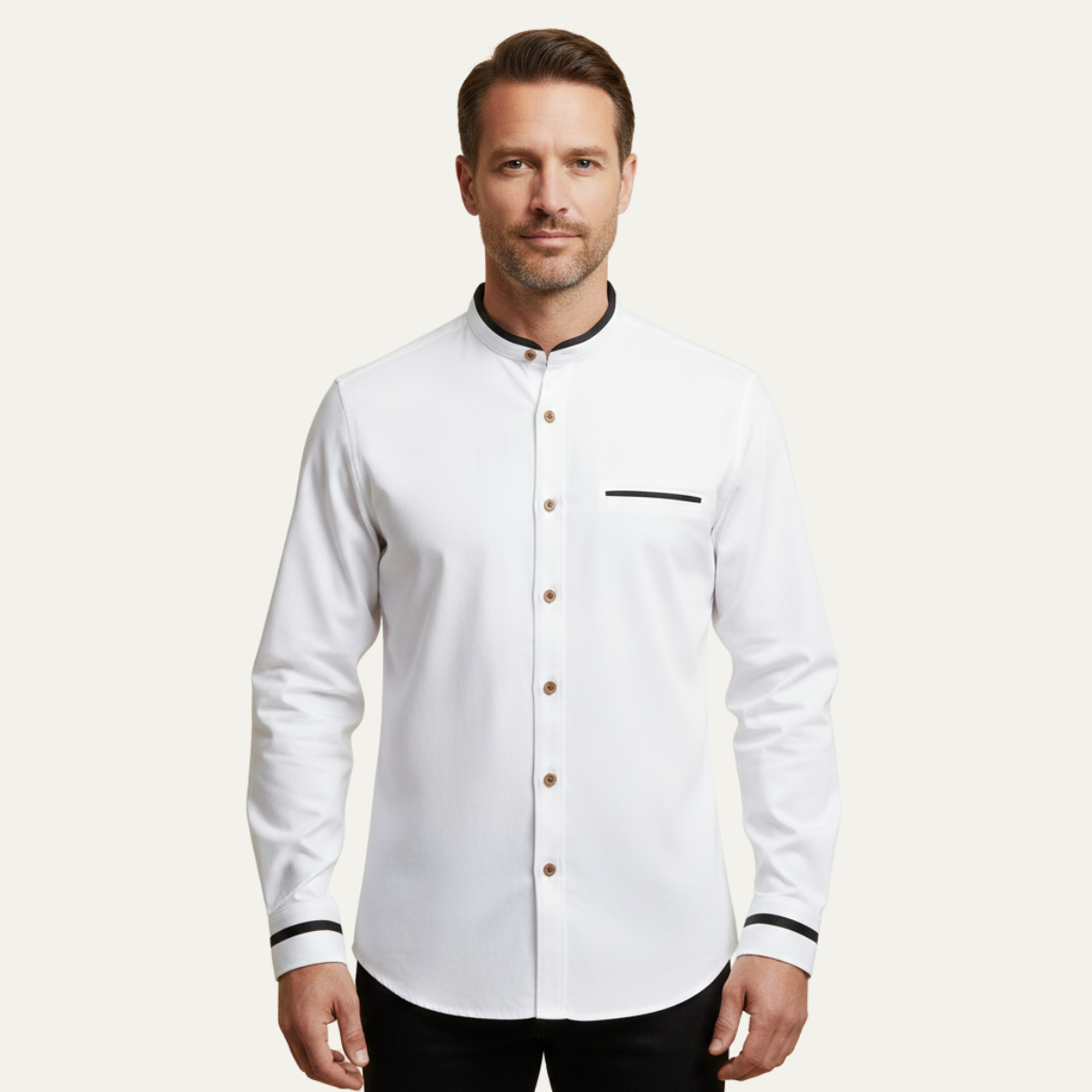 Tate | Men's Button Up Shirt Light Blue Mandarin Collar