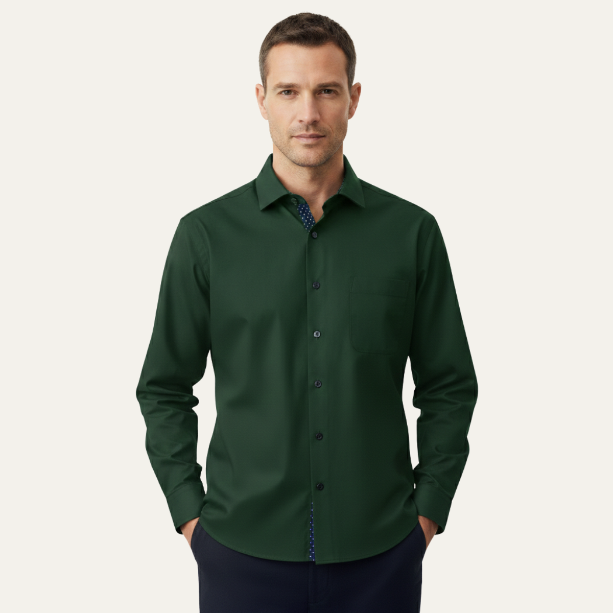Beau | Men's Dress Shirt Red Long Sleeve Button Up