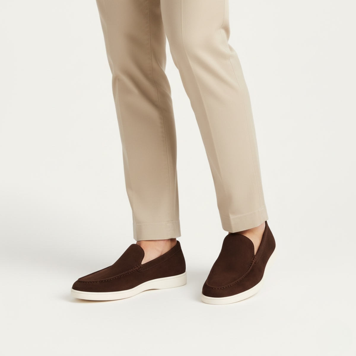 Axel | Men's Suede Loafer Cream Casual Slip On