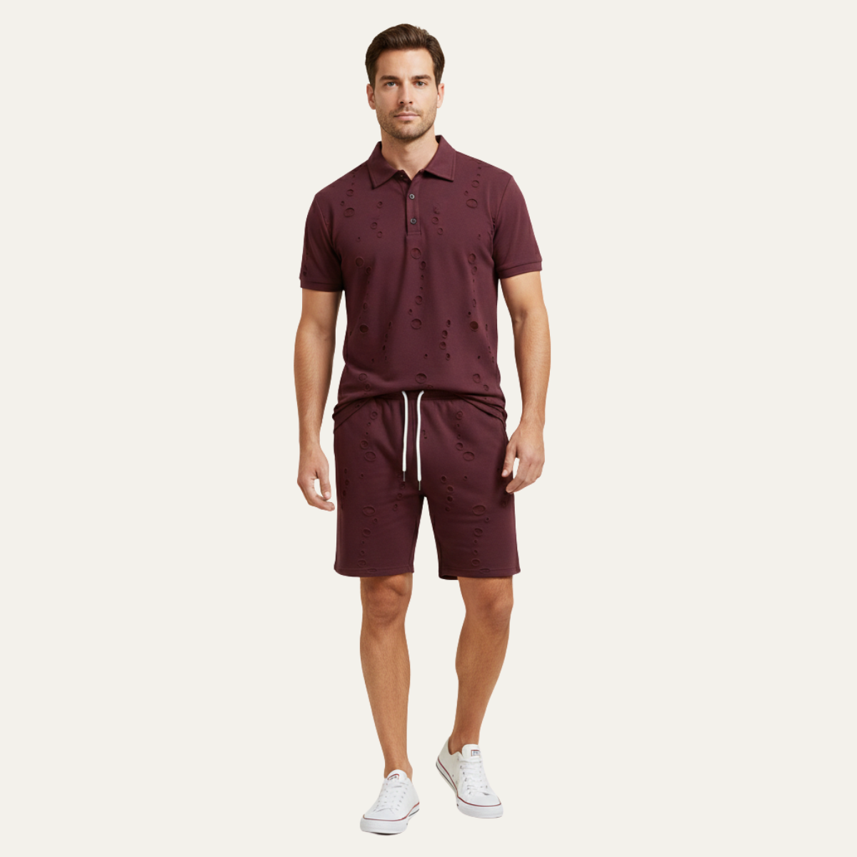 Ezra | Men's Polo Sweatsuit Navy Short Sleeve