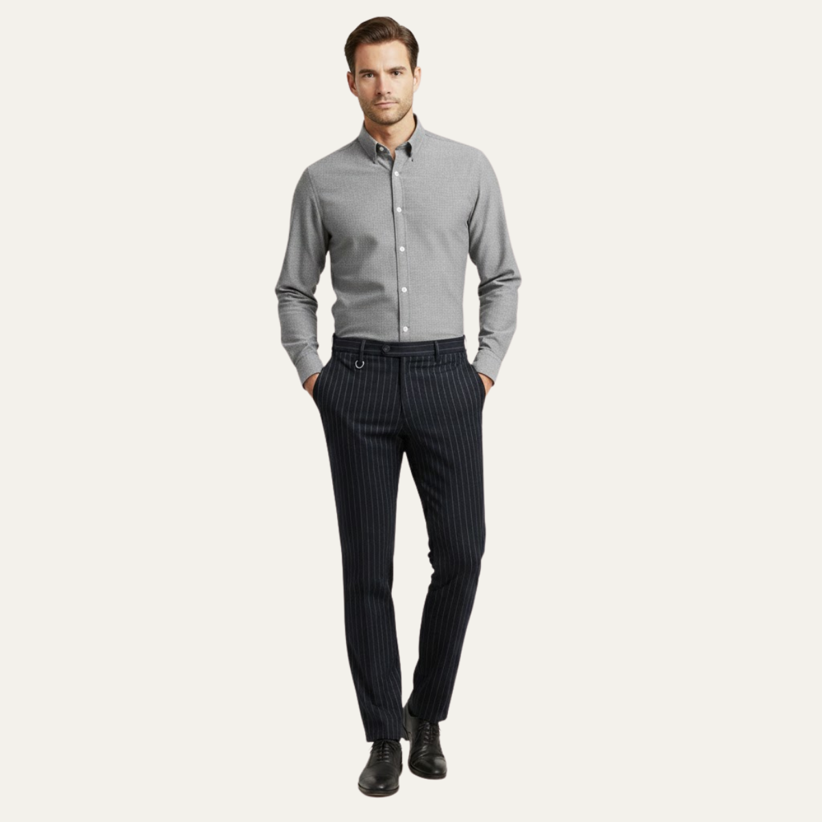 Cruz | Men's Slim Fit Dress Pants Gray Pinstripe