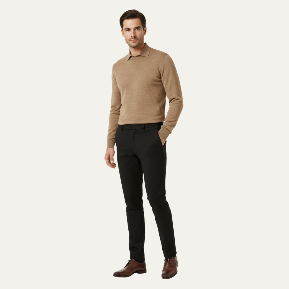 Sage | Men's Slim Fit Dress Pants Beige