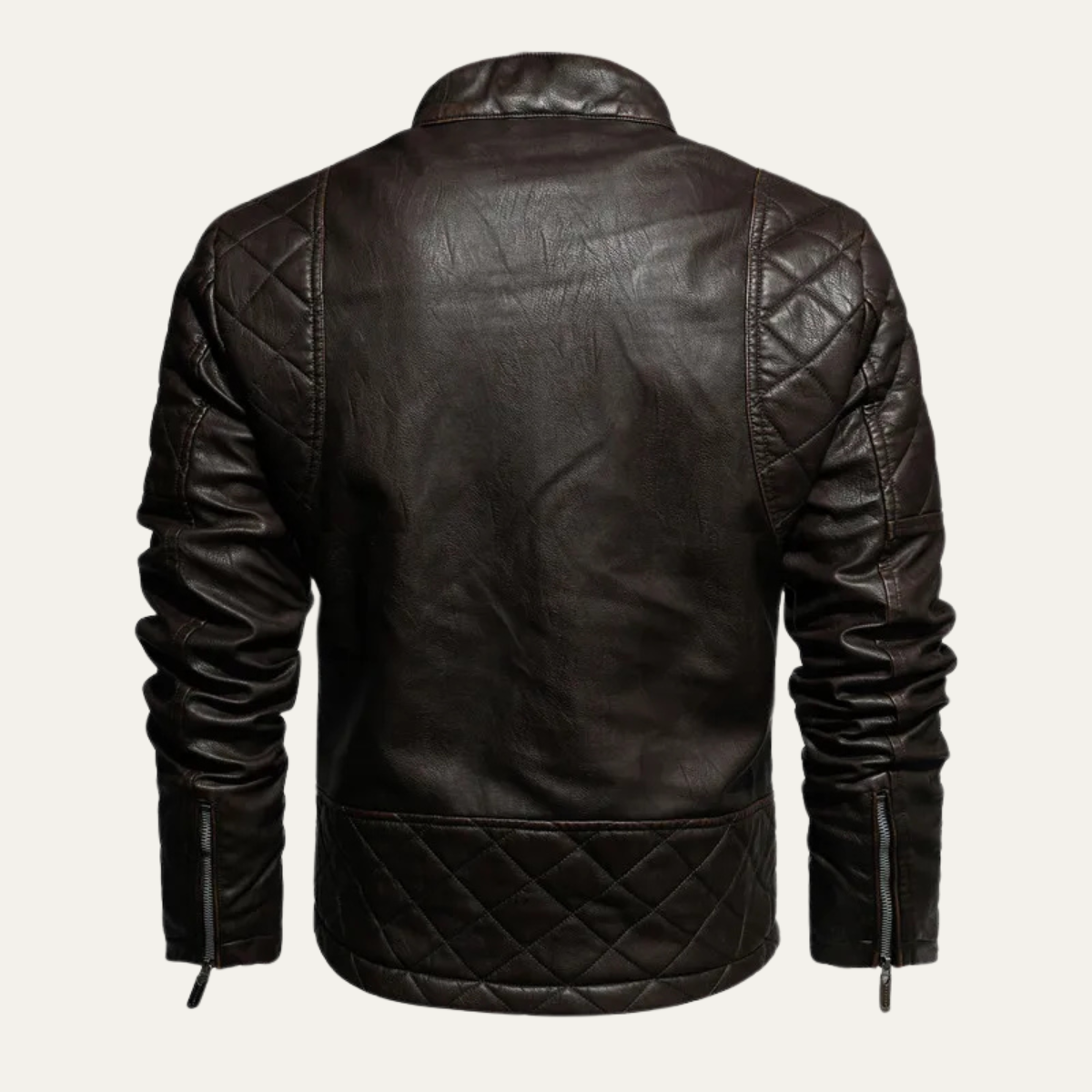 Axel | Men's Leather Jacket Black Quilted Collared