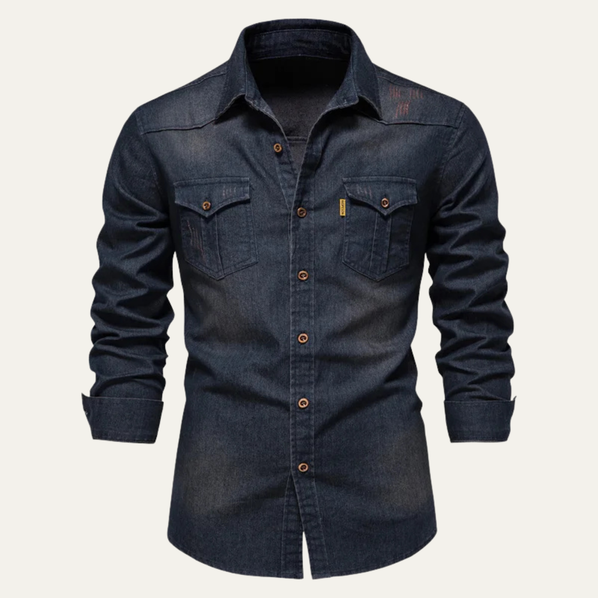 Ash | Men's Denim Shirt Dark Wash Long Sleeve Button Up