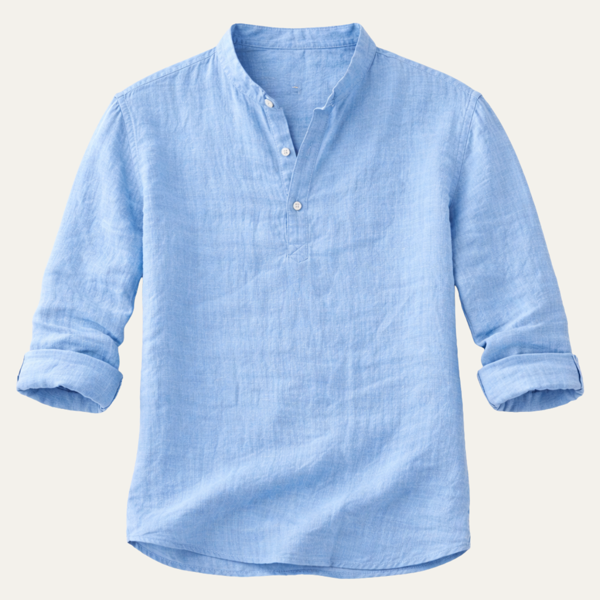 Bram | Men's Linen Button Up Shirt Light Blue Long Sleeve