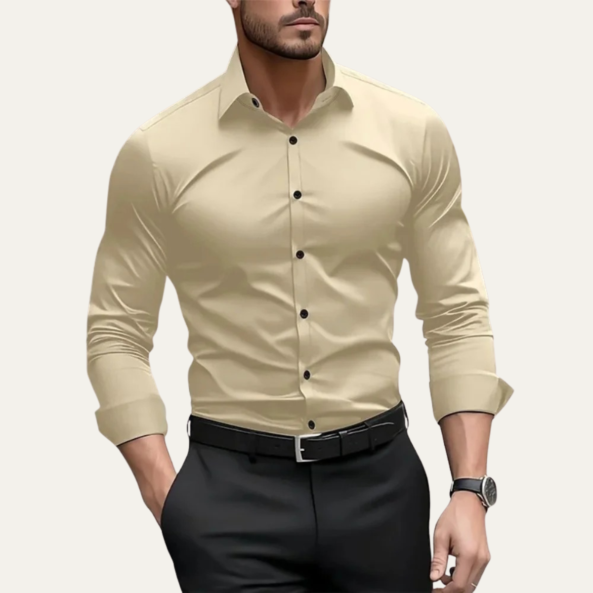 Jude | Men's Fitted Dress Shirt White Long Sleeve