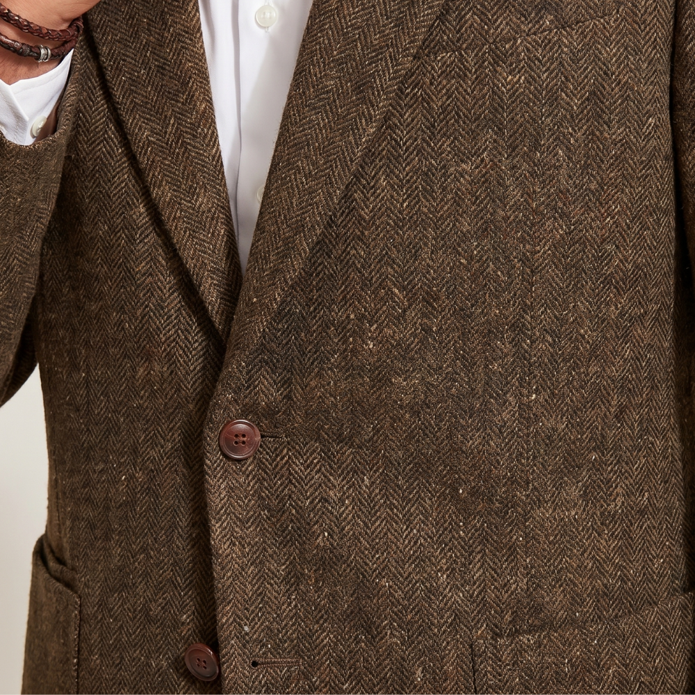 Bram | Men's Herringbone Wool Blazer Tweed Single Breasted