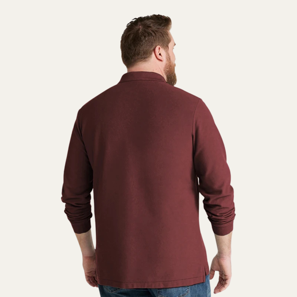 Callum | Men's Long Sleeve Polo Shirt Burgundy