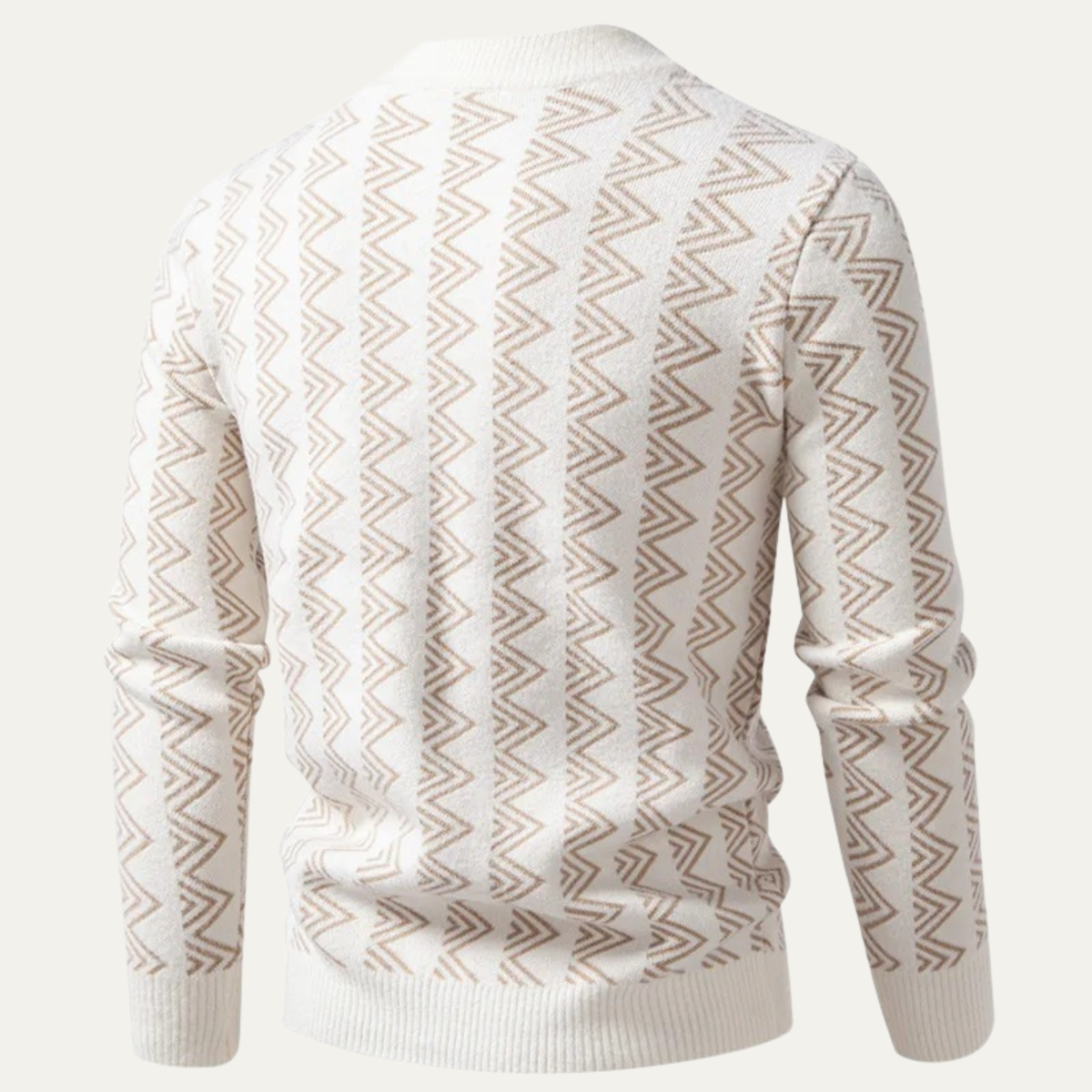 Ash | Men's Geometric Pattern Crew Neck Sweater Cream