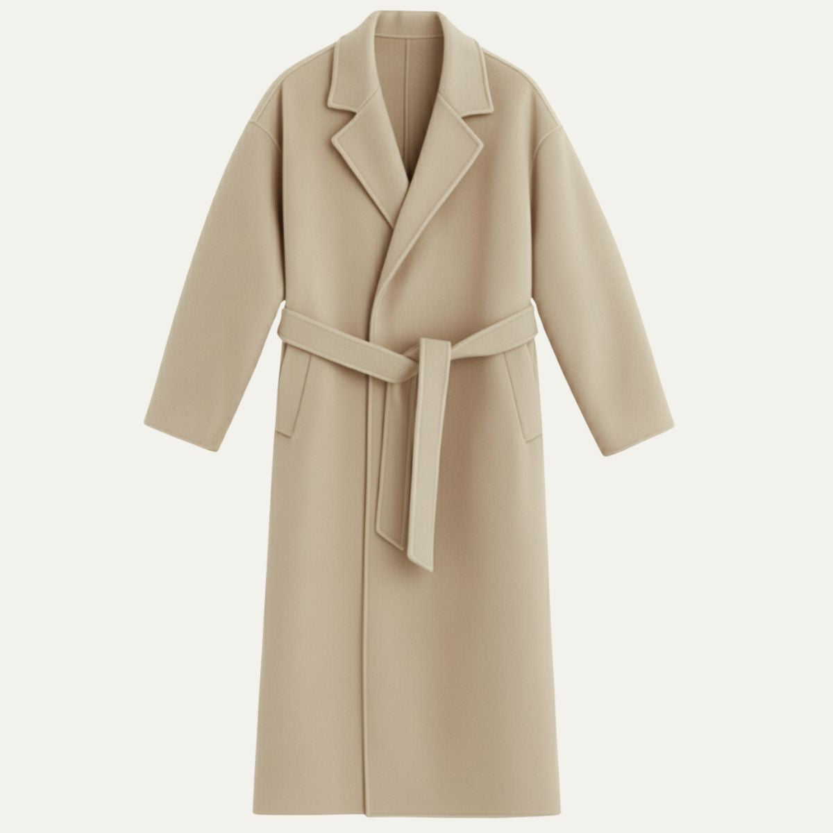 Callum | Men's Wool Overcoat Black Belted Long