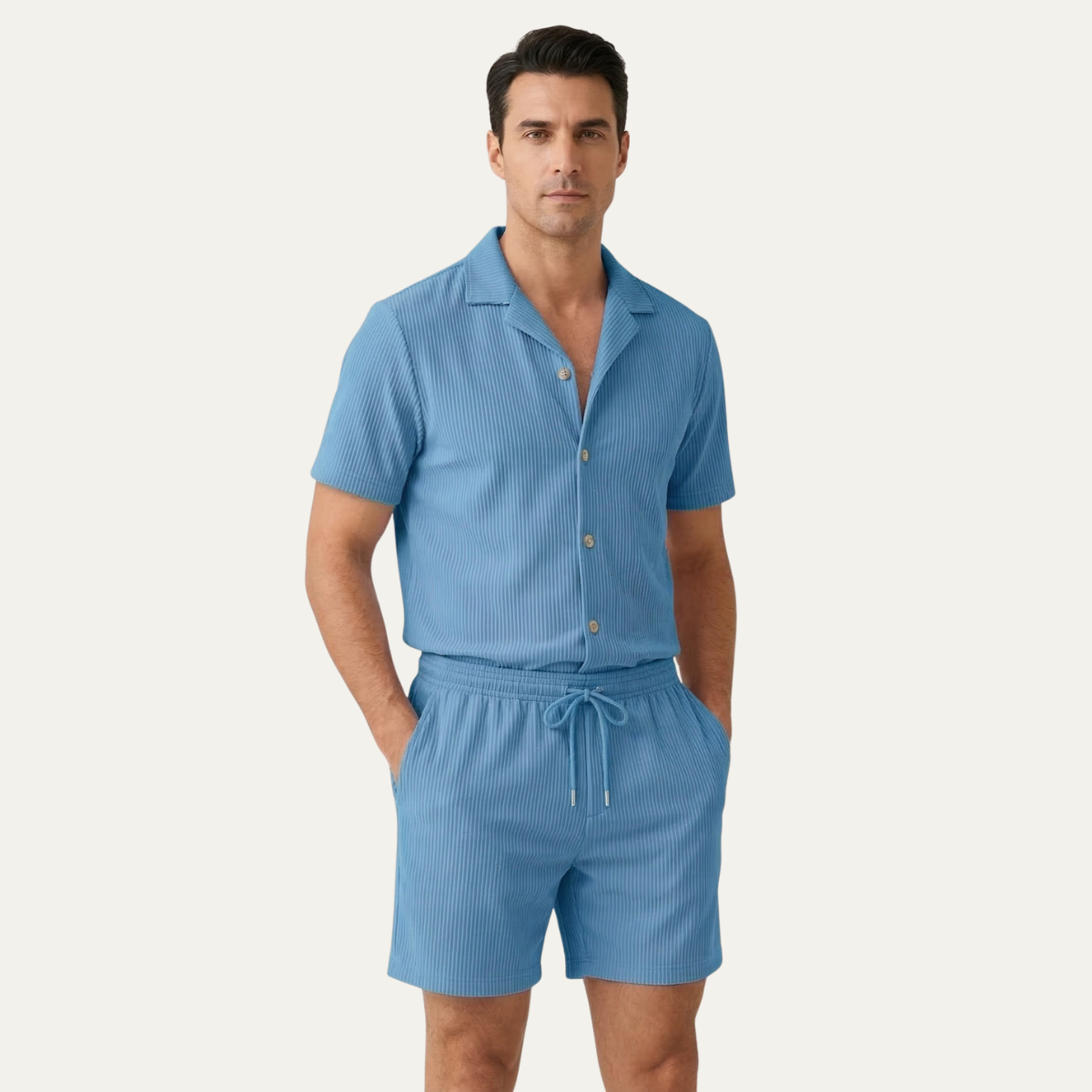 Rowan | Men's Ribbed Button Up Shirt Pink