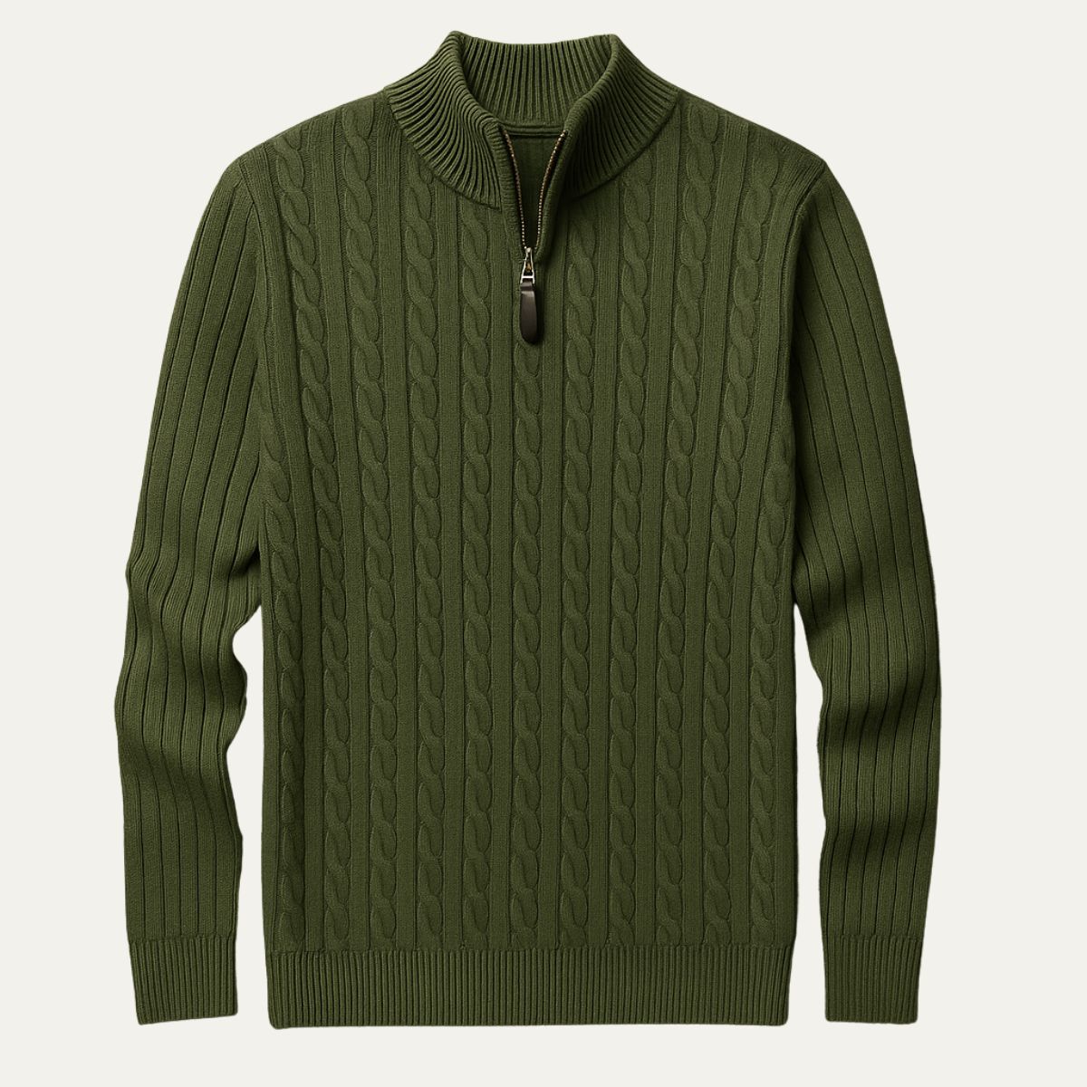 Stella | Men's Cable Knit Quarter Zip Sweater Gray