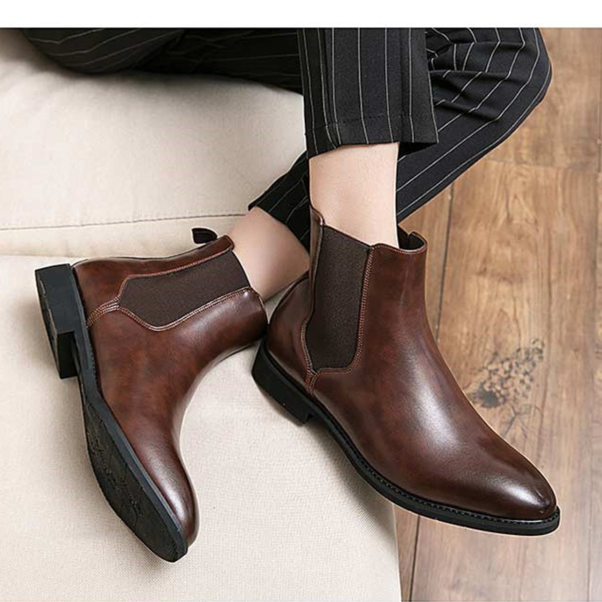 Axel | Men's Vintage Leather Chelsea Boots Brown