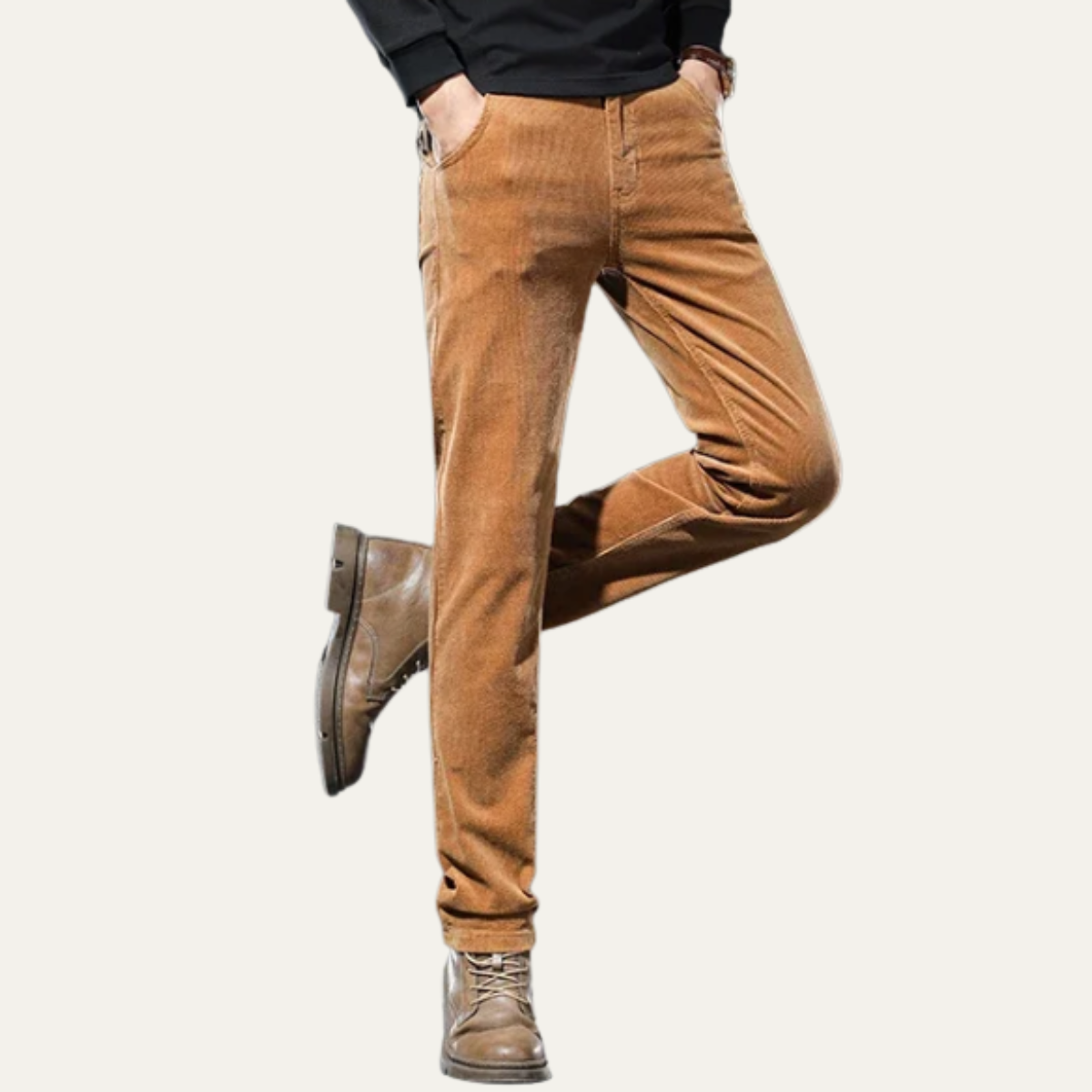 Axel | Men's Corduroy Pants Caramel Slim Fit Casual