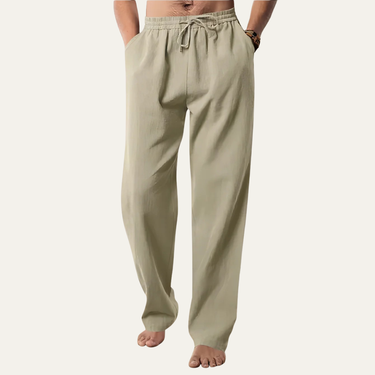 Axel | Men's Linen Pants Navy Wide Leg Drawstring