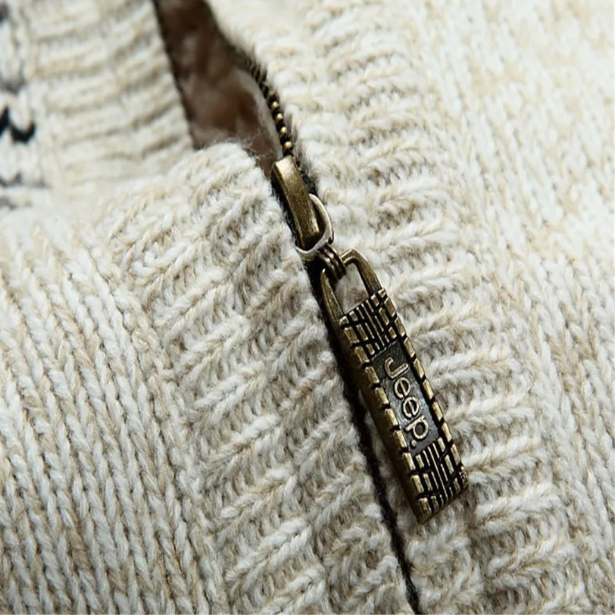 Ash | Men's Cream Fair Isle Zip Up Hoodie Sherpa Lined