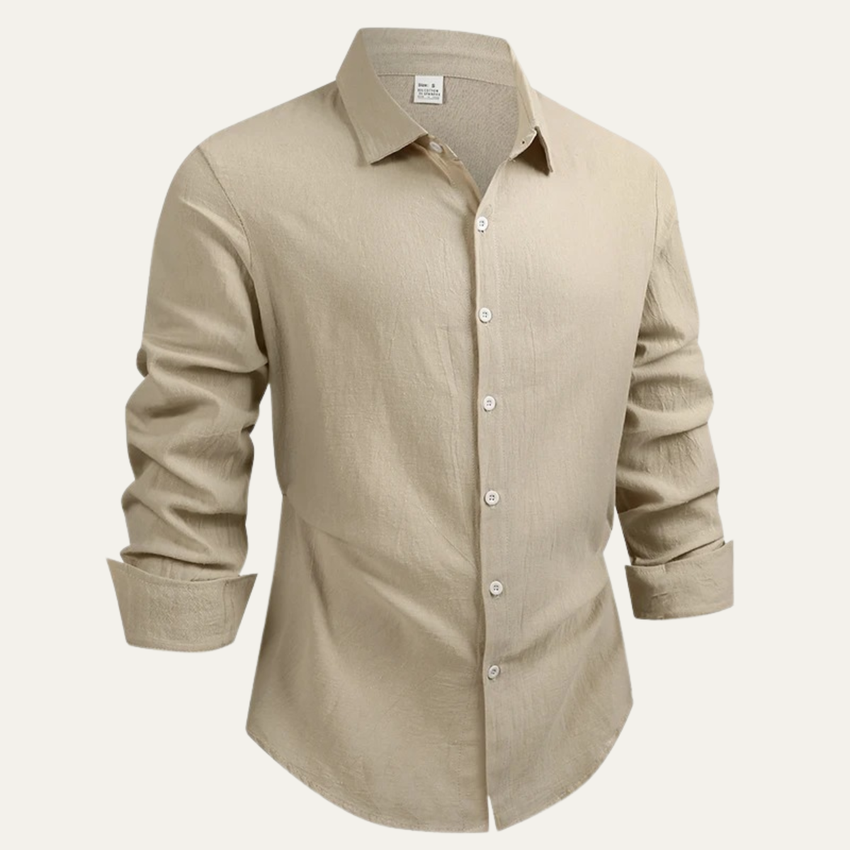 Beau | Men's Linen Shirt Cream Long Sleeve Button Up