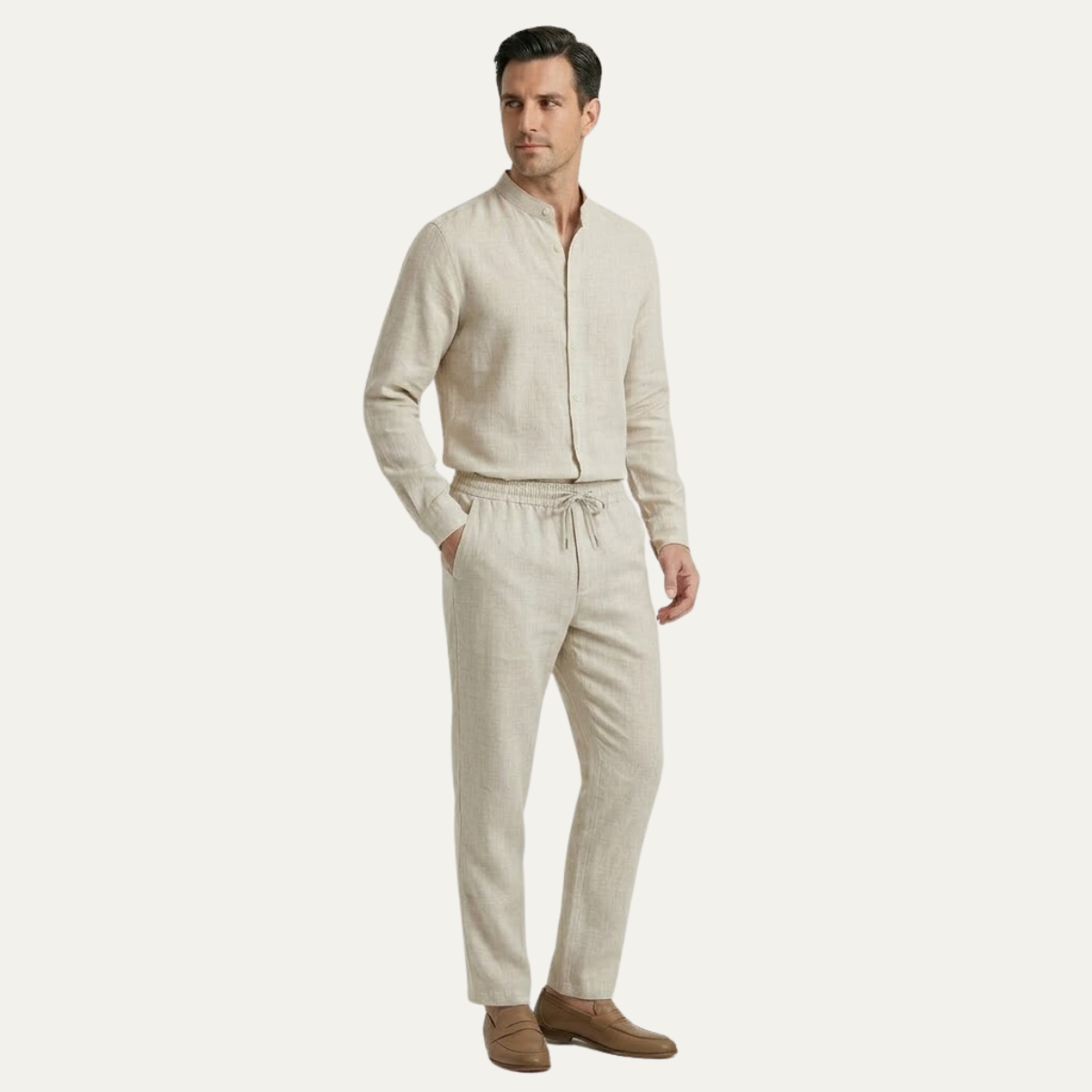 Axel | Men's Linen Shirt Sage Green Button Up