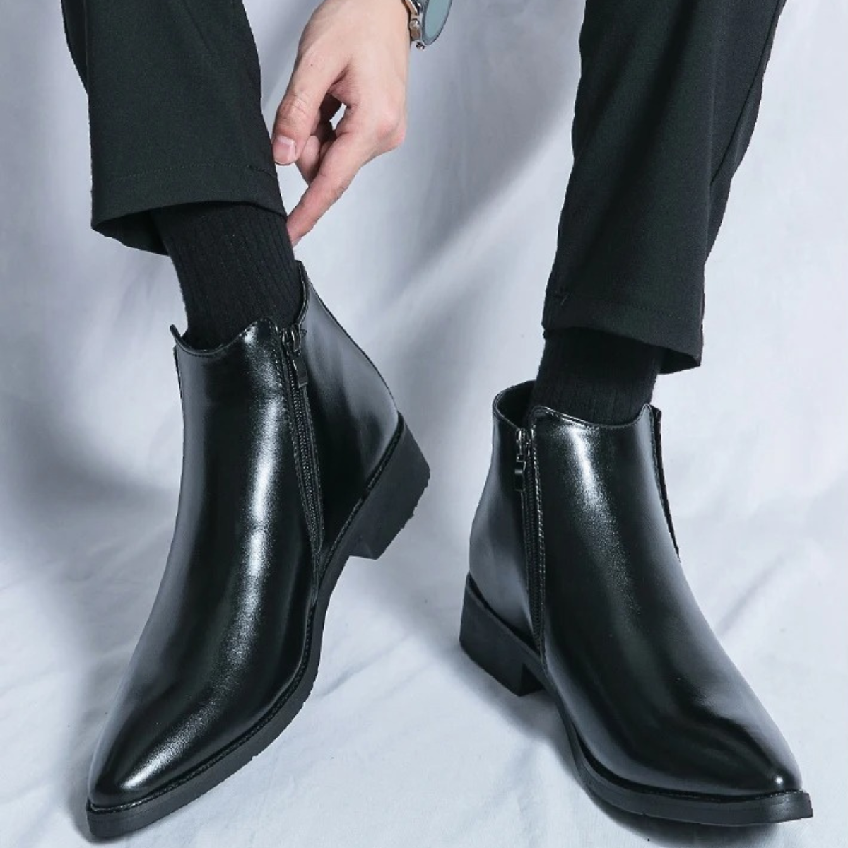 Ash | Men's Black Leather Chelsea Boots Slip On