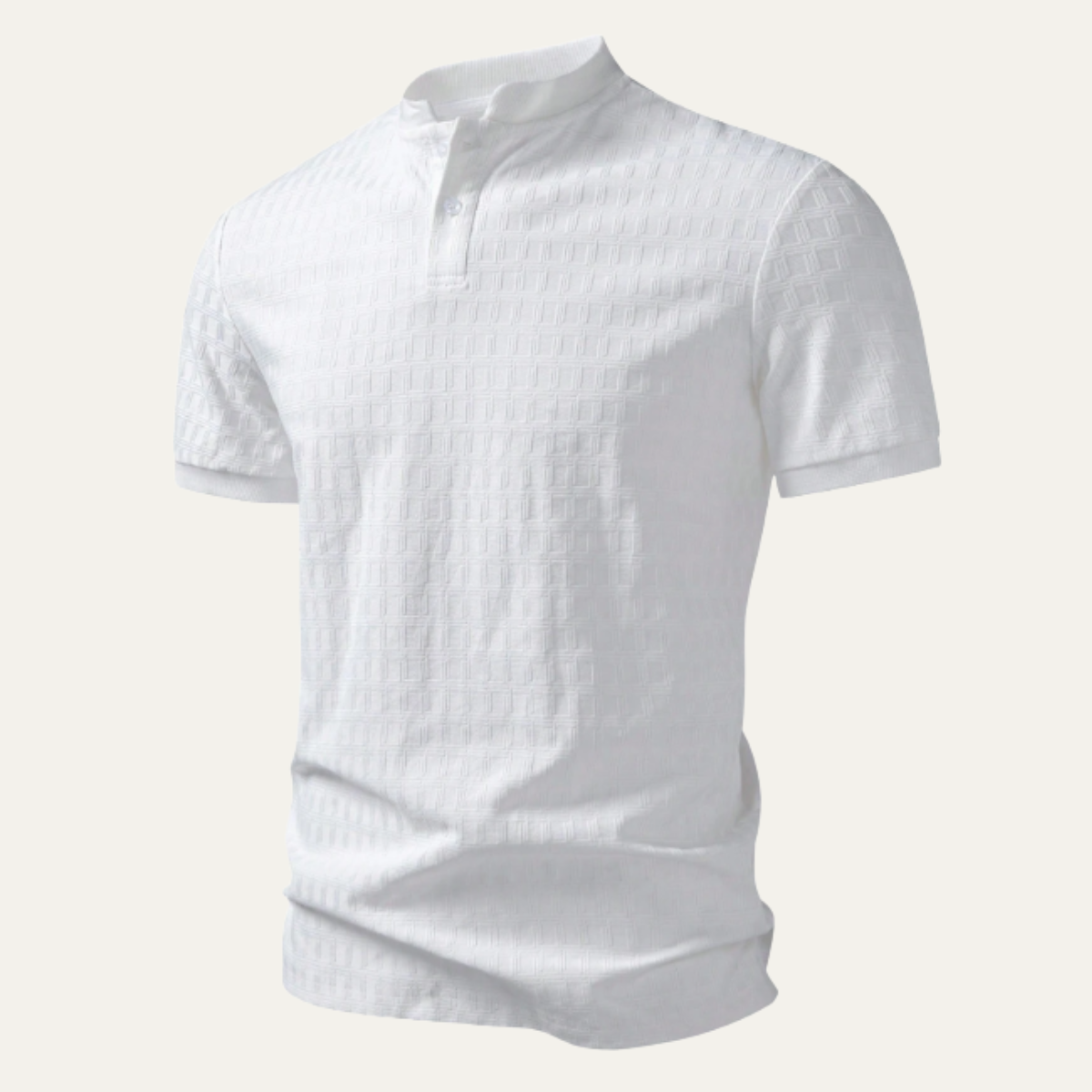 Beau | Men's Henley Shirt White Short Sleeve