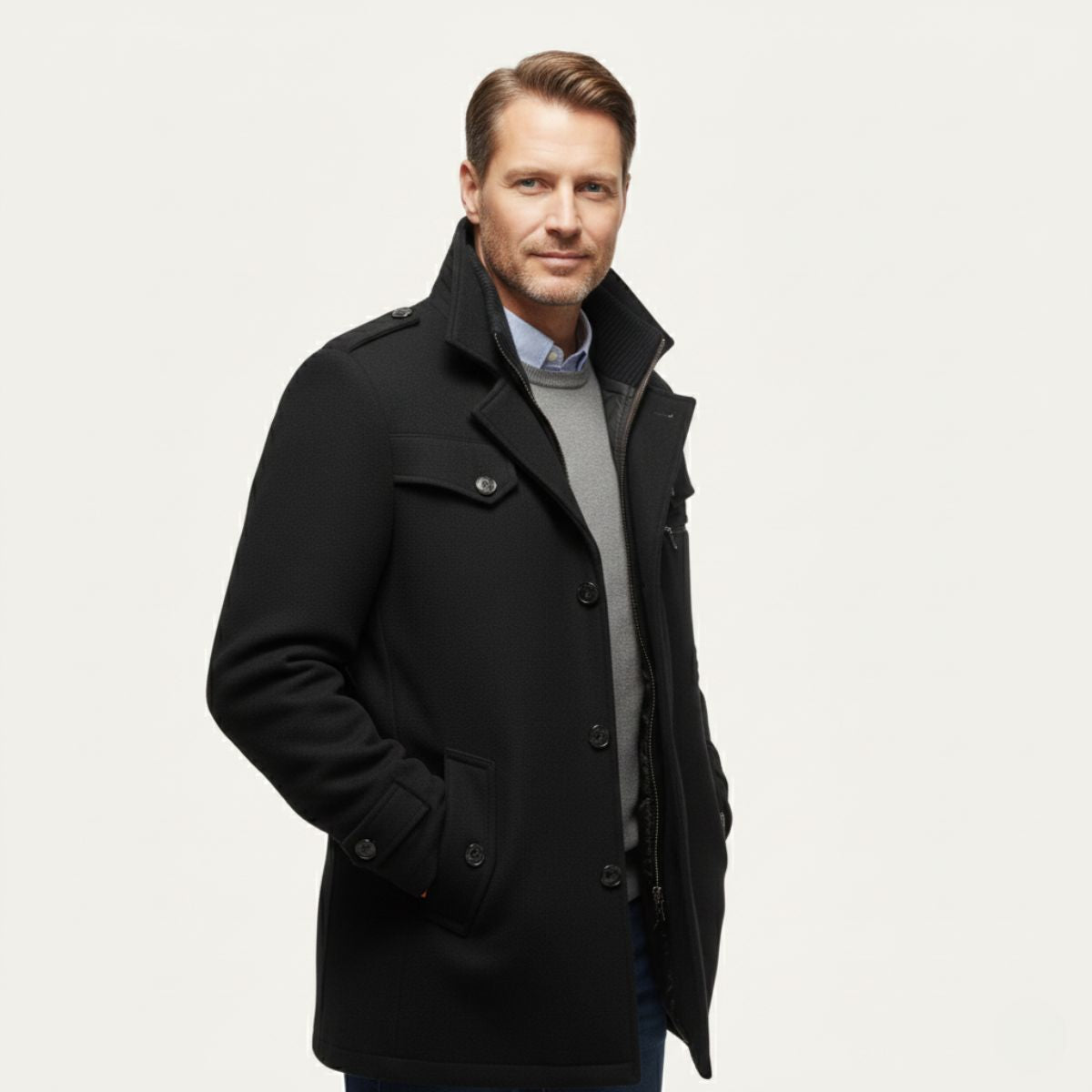 Callum | Men's Smart Casual Wool Blend Camel Coat With Quilted Liner