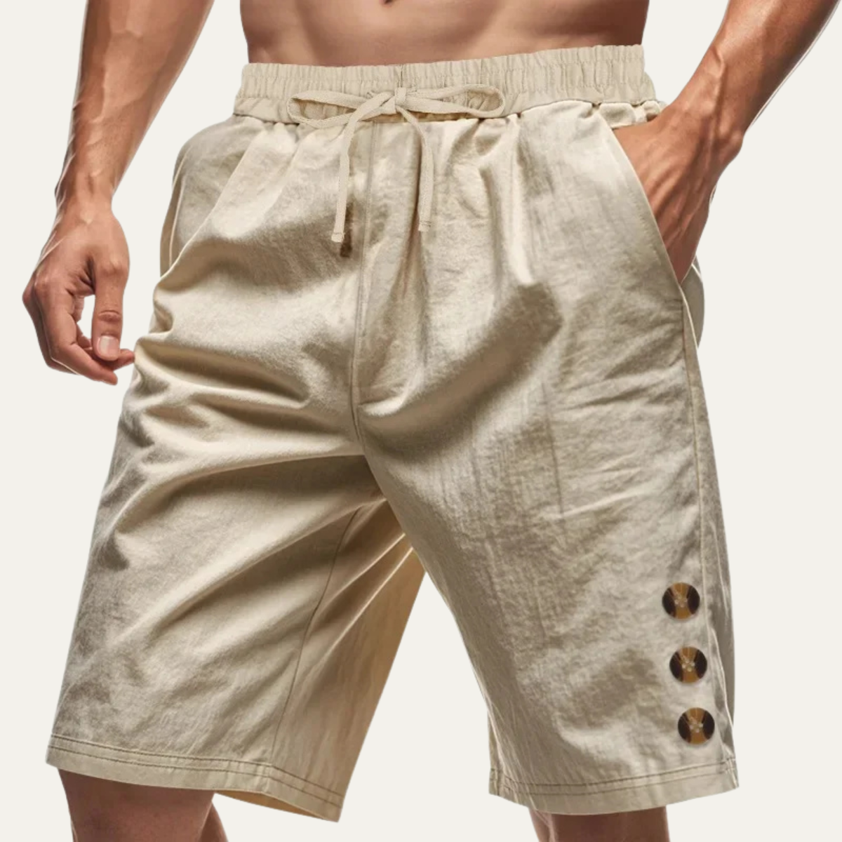 Nash | Men's Casual Button Detail Shorts Black