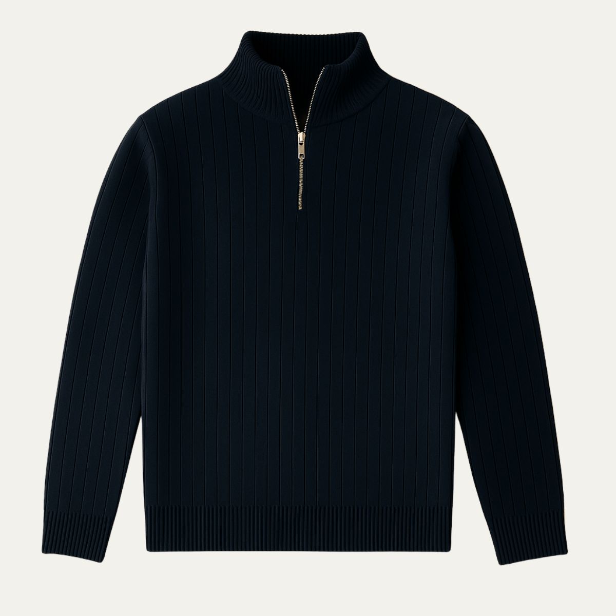 Axel | Men's Quarter Zip Sweater Cream Ribbed Mock Neck