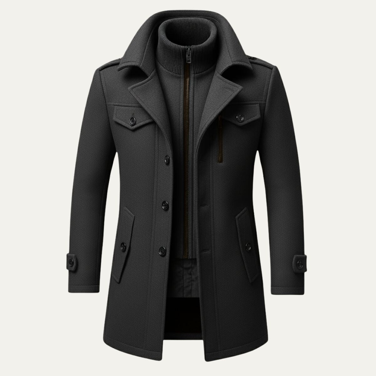 Esme | Men's Wool Coat Brown Long Sleeve Collared