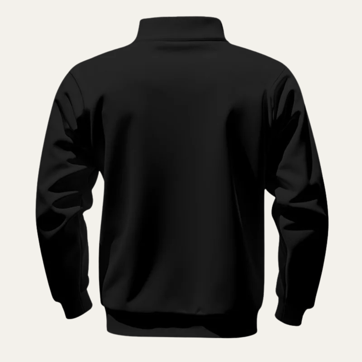 Beau | Men's Quarter Zip Sweatshirt Black Chest Pocket