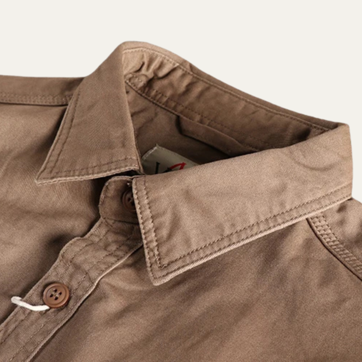 Axel | Men's Utility Denim Shirt Jacket Beige Long Sleeve