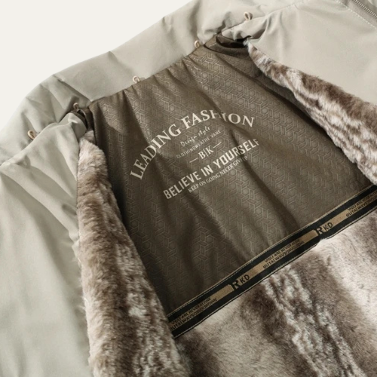 Axel | Men's Quilted Puffer Jacket Cream Sherpa Collar