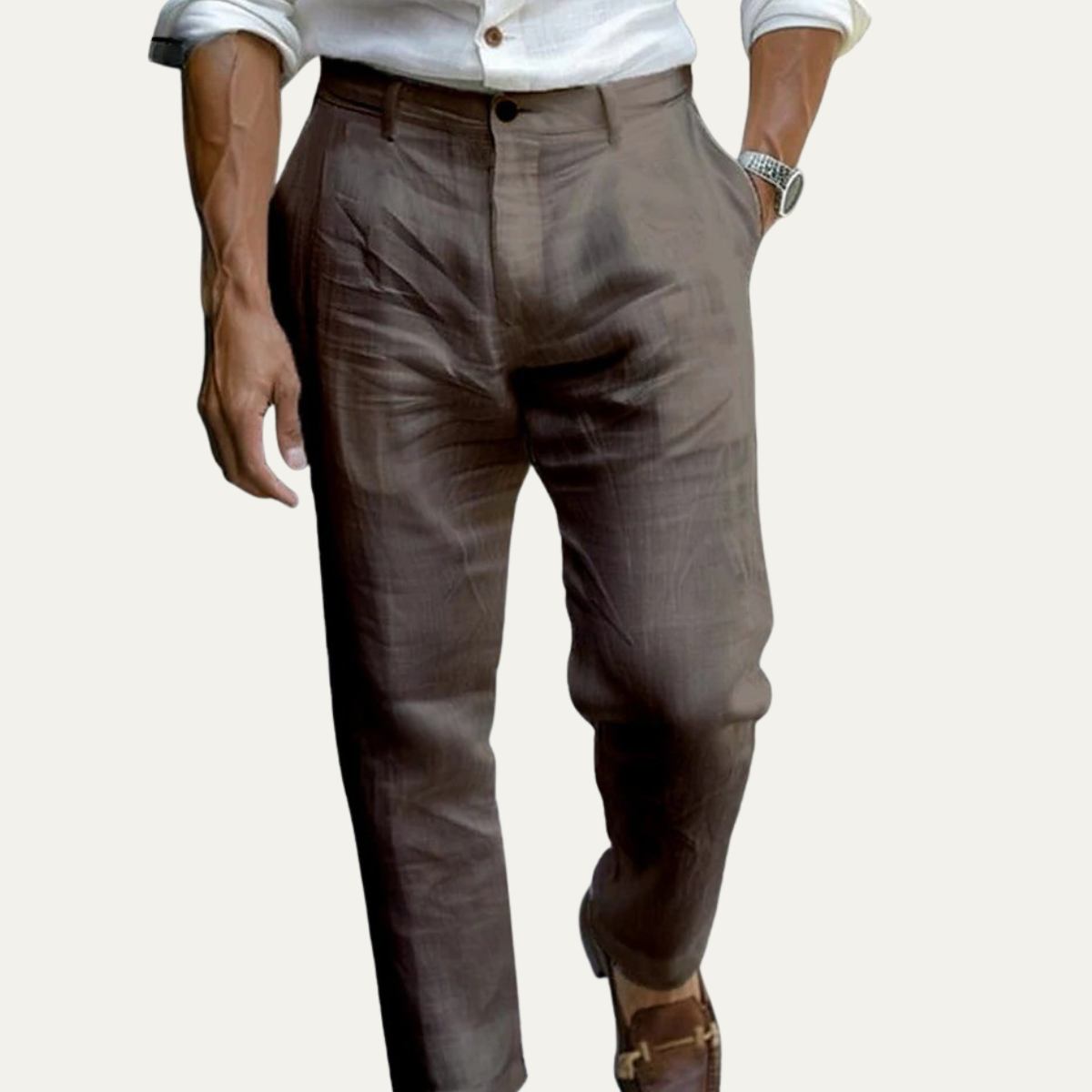 Rhys | Men's Linen Pants Light Blue Straight Leg Ankle