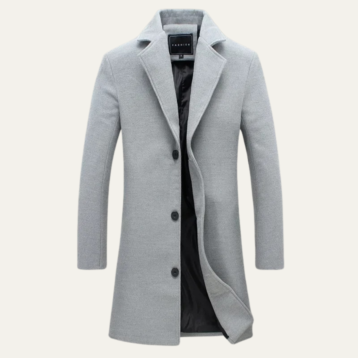 Ash | Men's Smart Casual Long Wool Coat Black