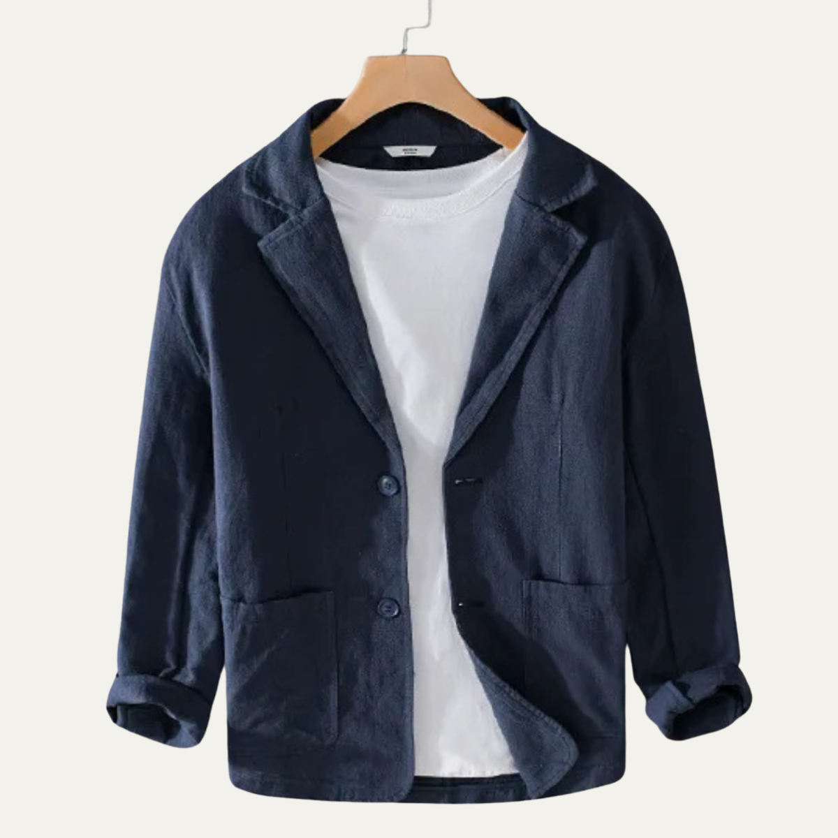Beau | Men's Linen Blazer White Casual Button Up
