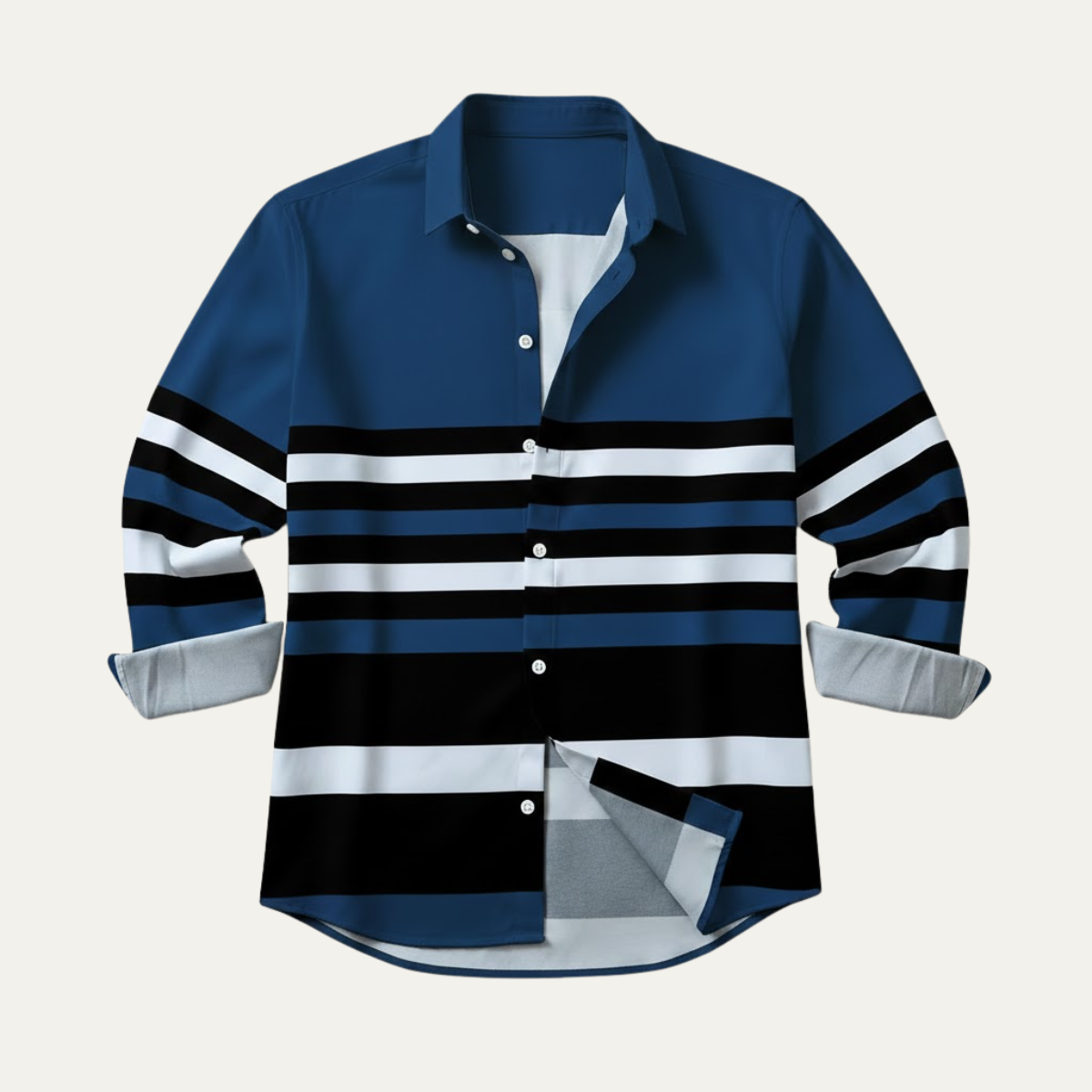 Axel | Men's Striped Button Up Shirt Orange Multi