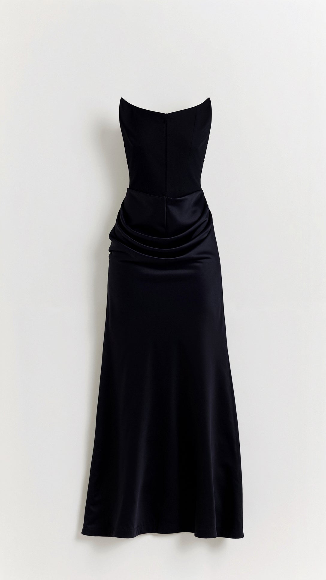 Cleo | Women's Satin Ruched Maxi Dress Black
