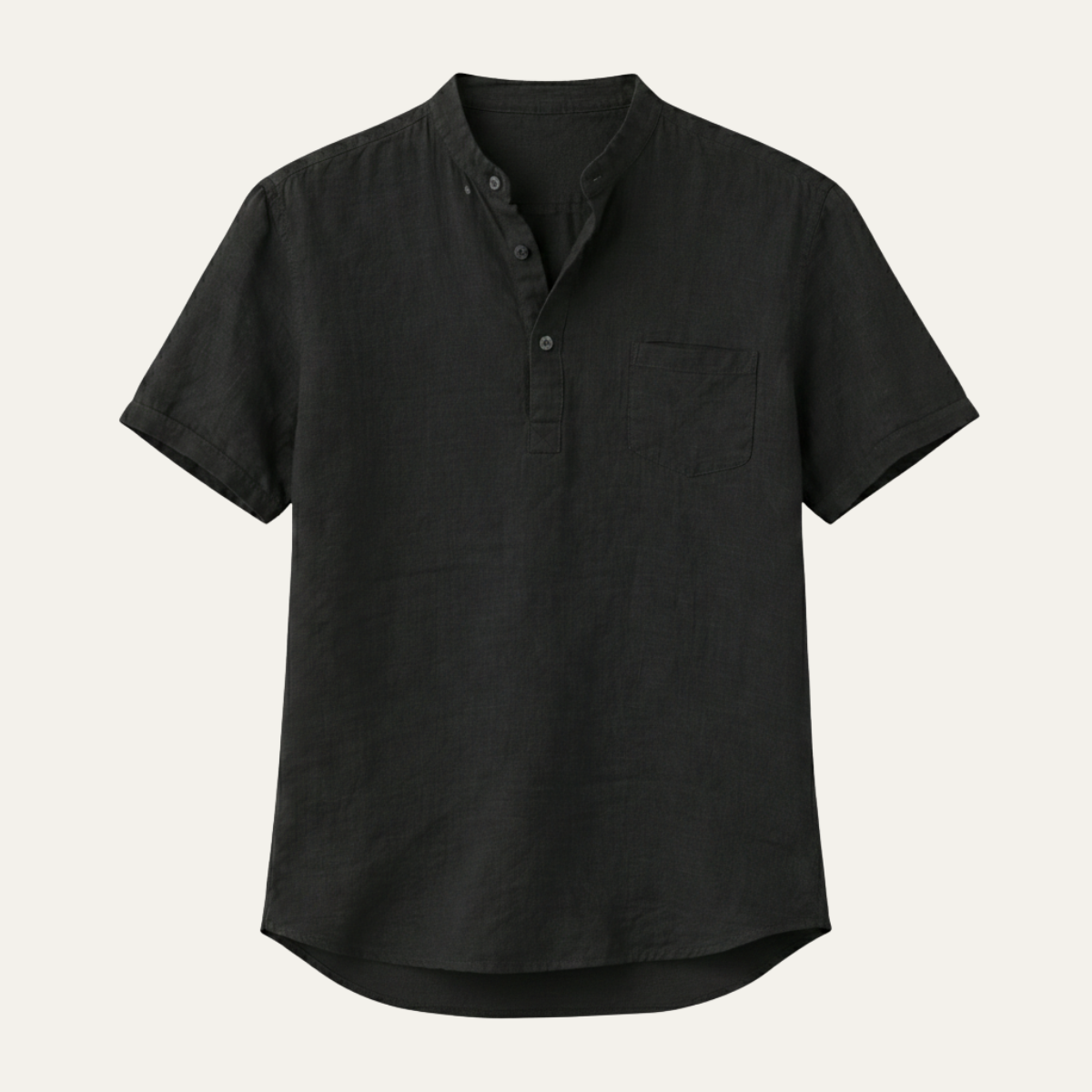 Axel | Men's Lightweight Linen Henley Shirt Navy Short Sleeve
